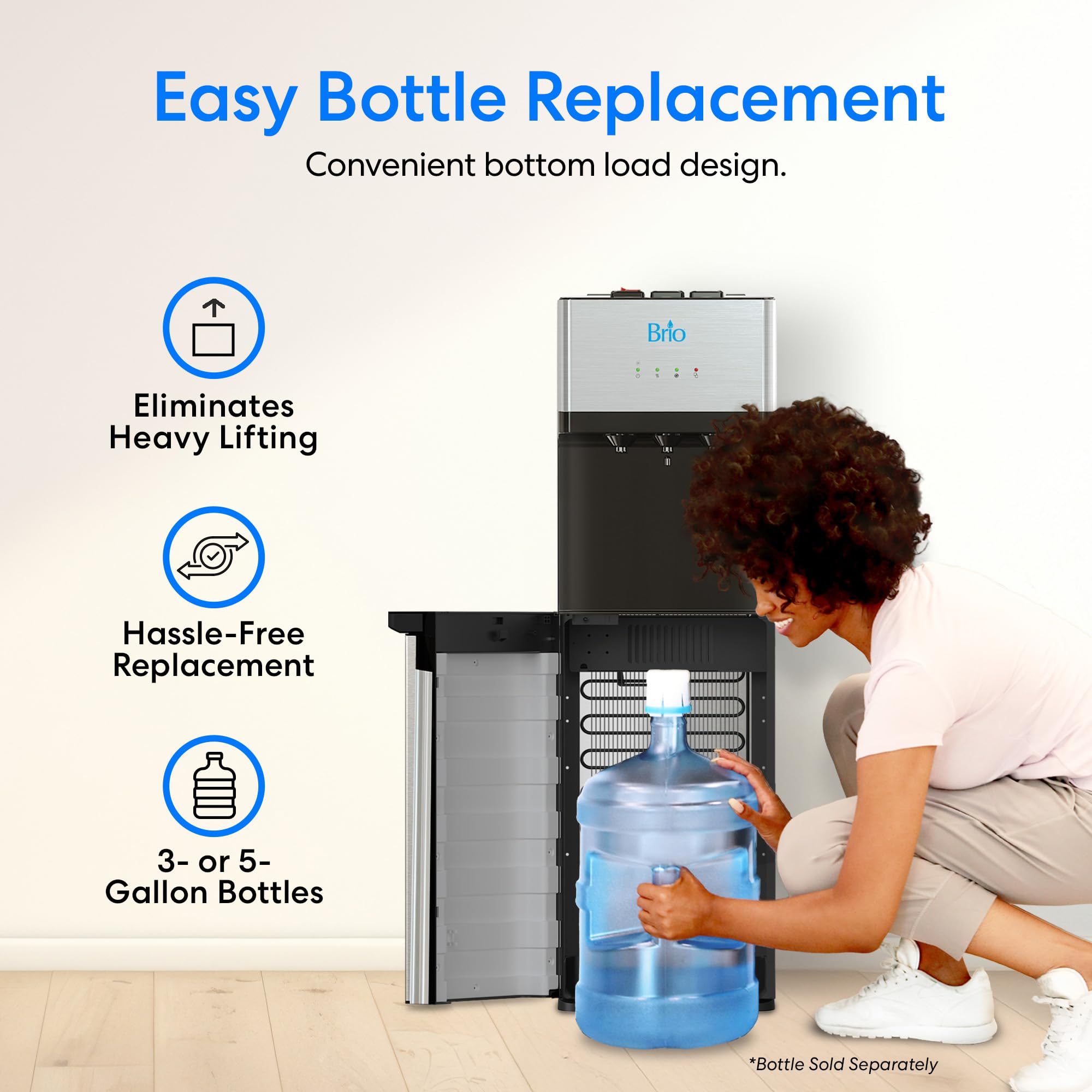 BRIO Self-Cleaning Bottom Loading Water Dispenser - 3 Temp