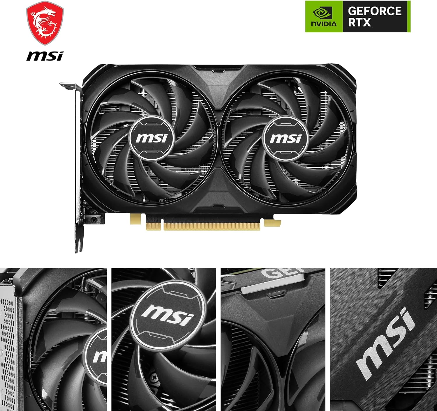 MSI GeForce RTX 4060 Ti Ventus 2X Black 8G OC Graphics Card - NVIDIA RTX 4060 Ti, 8 GB GDDR6 Memory, 18 Gbps, PCIe 4.0, DLSS3
