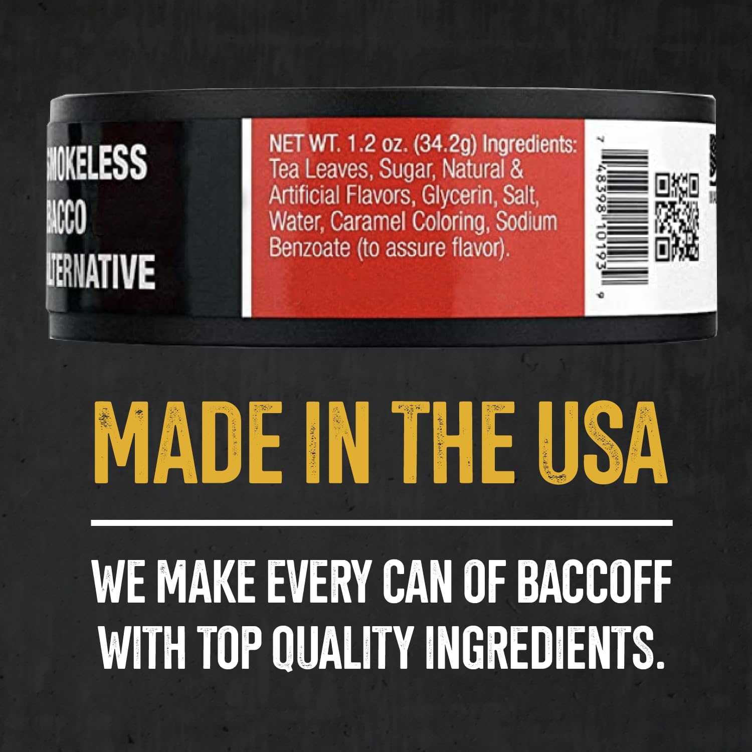 10 Cans, BaccOff Original Fine Cut, Black Tea Base with Bold, Smoky Flavors