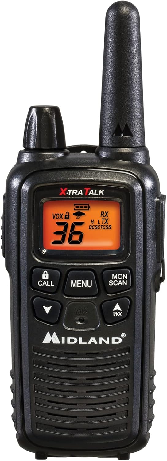 Midland LXT600BBX4 FRS Business Walkie Talkies - Long Range 36-Channel Two-Way Radios with Headsets and Charging Base, NOAA Weather Alerts (8-Pack, Black)