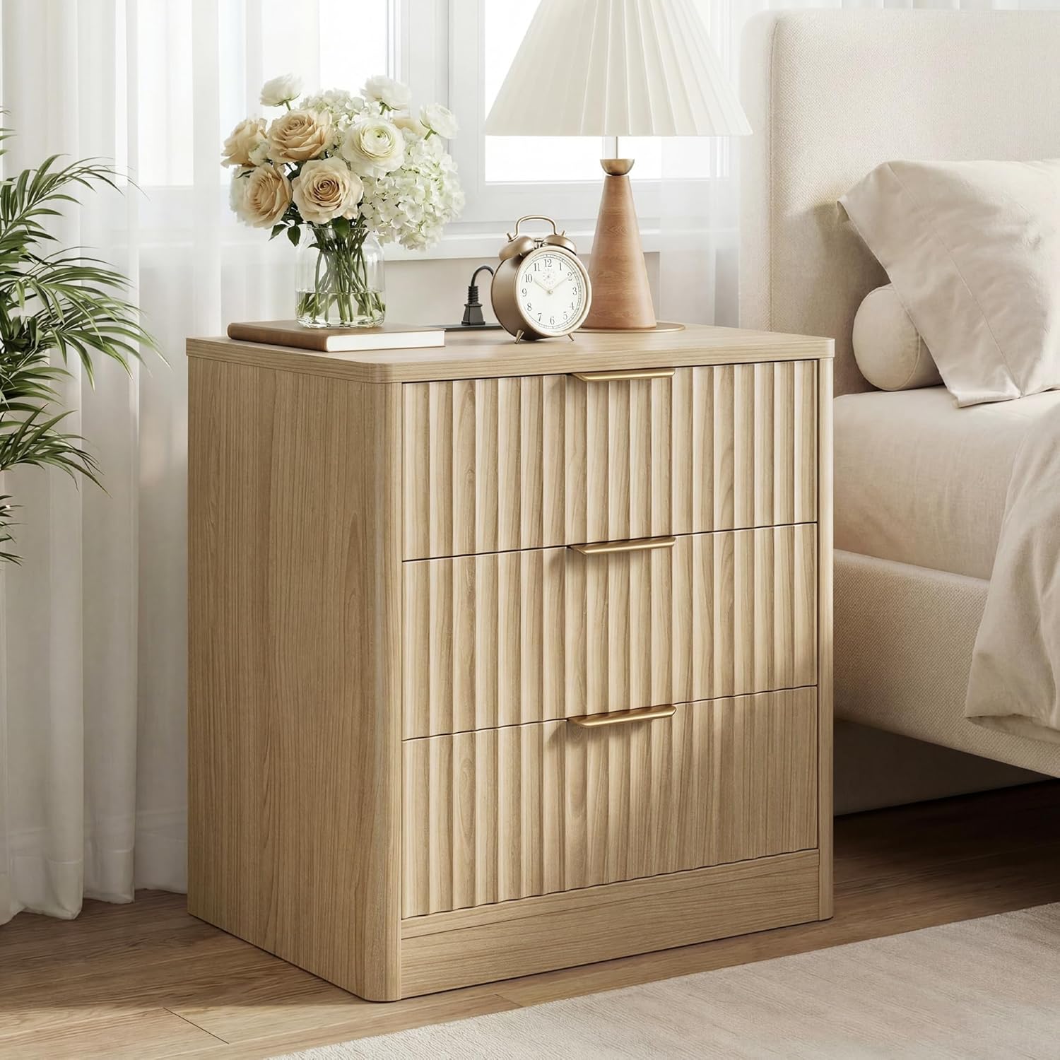 IRONCK Fluted Night Stand Set of 2, 22