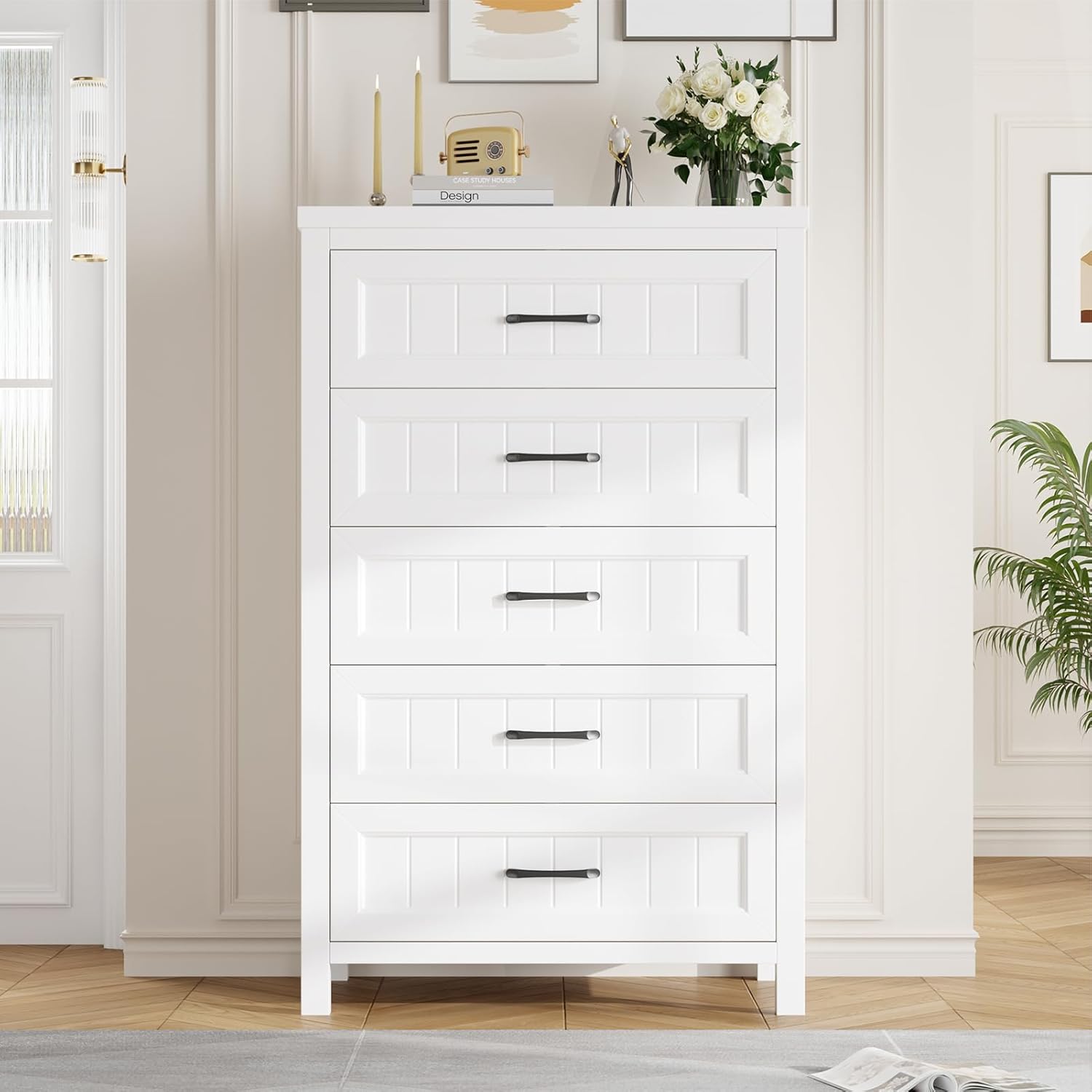 Jocoevol 5 Drawer Dresser for Bedroom - Farmhouse 44.9