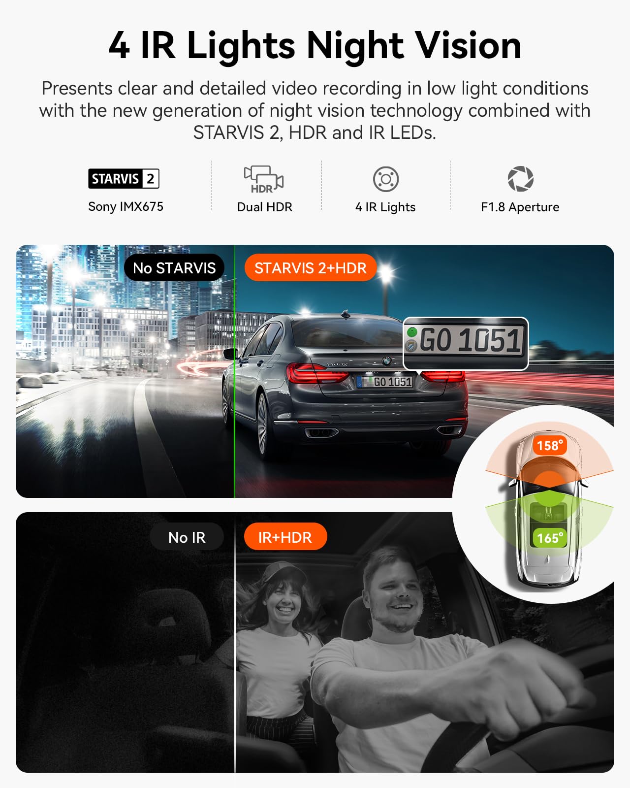 VANTRUE N2X 2.7K Dual Dash Cam with 5G WiFi and HDR Night Vision