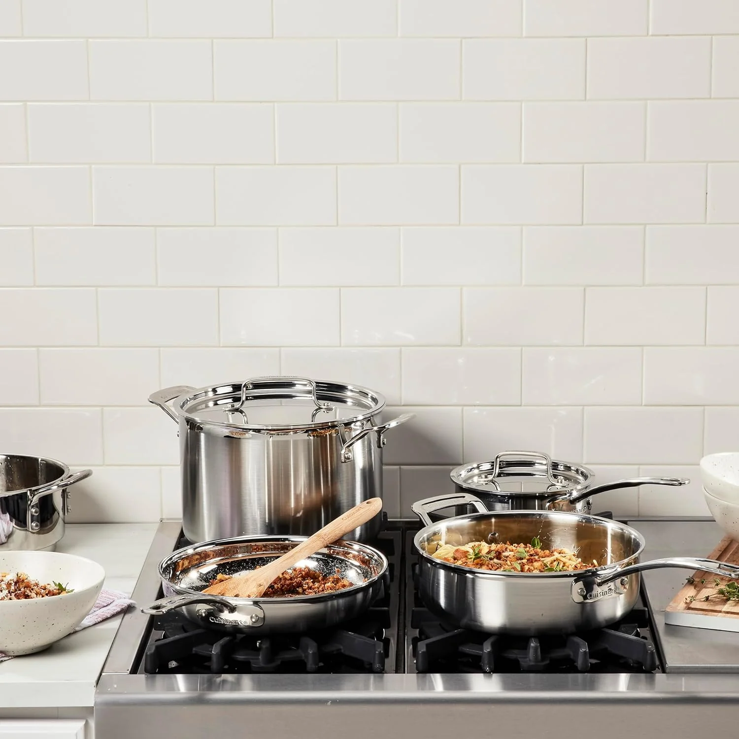 MultiClad Pro Stainless-Steel Cookware 13-Piece Cookware Set, Silver