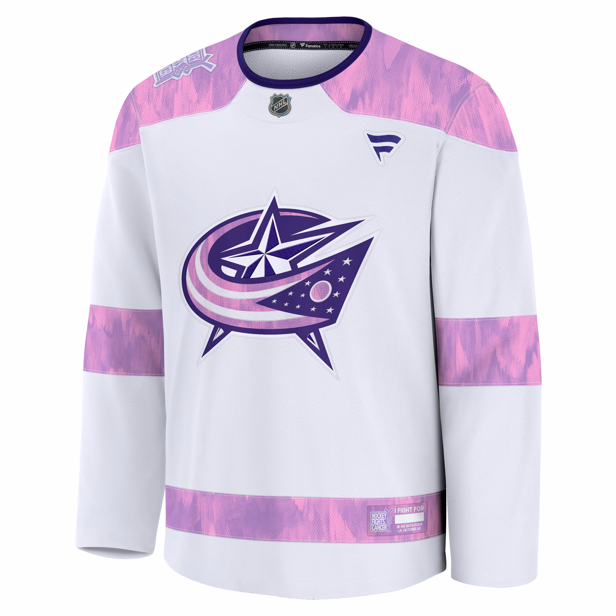 Columbus Blue Jackets Fanatics 2024 Hockey Fights Cancer Practice Jersey - White