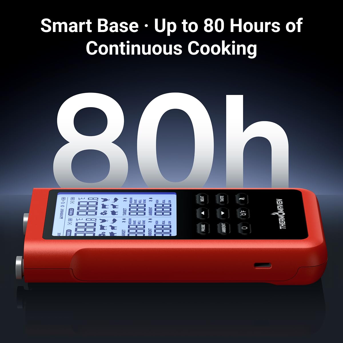 THERMOMAVEN 3000FT Smart Wireless Meat Thermometer with LCD