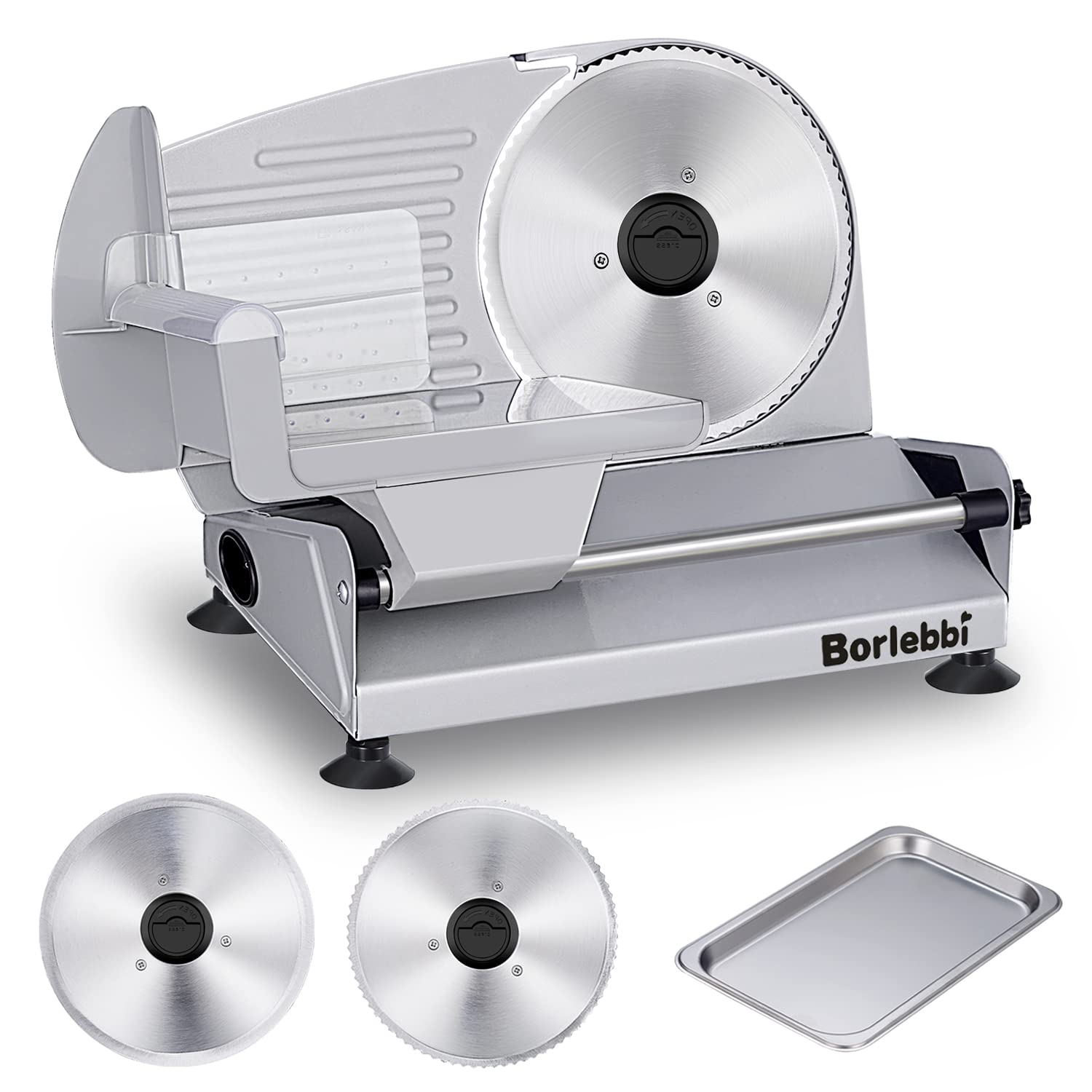 BORLEBBI Meat Slicer, 200W Electric Food Slicer with Blades