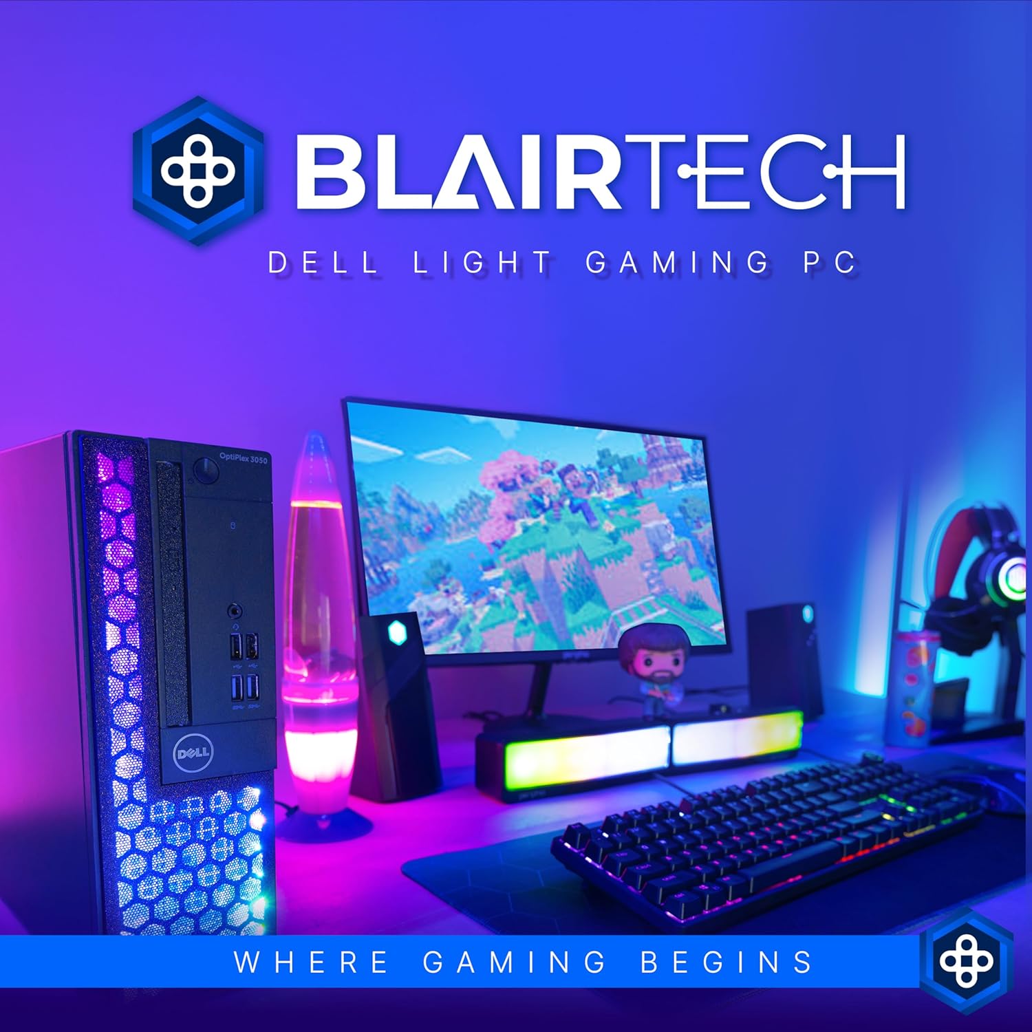 Dell RGB Light Gaming PC Bundle (Renewed) | Intel Core i5 | 16GB RAM | 500GB SSD | NVIDIA GT 1030 2GB | Windows 11 Pro | 24” FHD Monitor | RGB Soundbar, Keyboard, Mouse & Headphones | (Renewed)