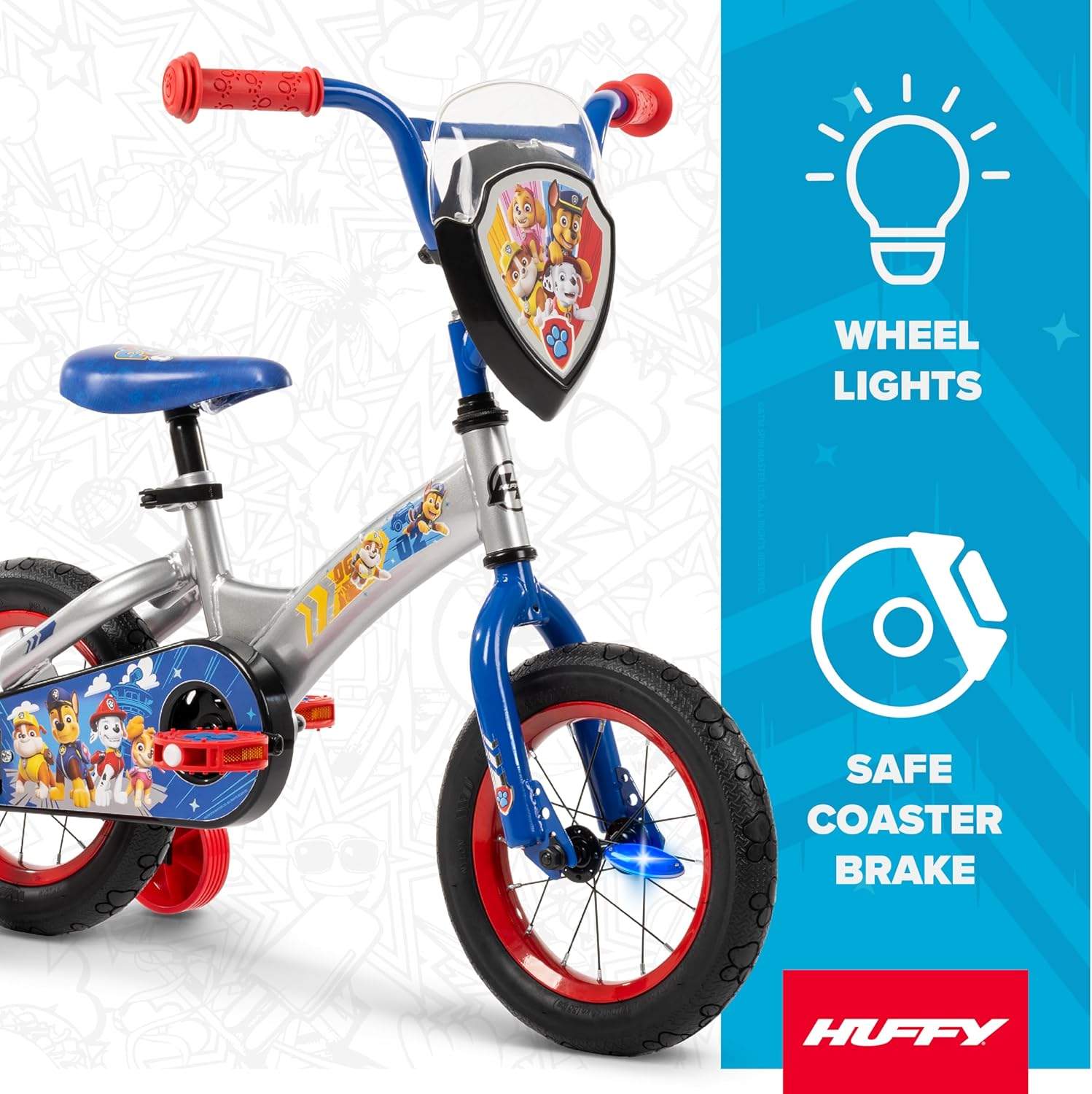 Huffy Paw Patrol Kids' Bikes, Sizes 12/16 Inch, Beginner Rider, Multiple Designs and Color Options Available, Removable Training Wheels Included, Fun Paw Patrol Graphics