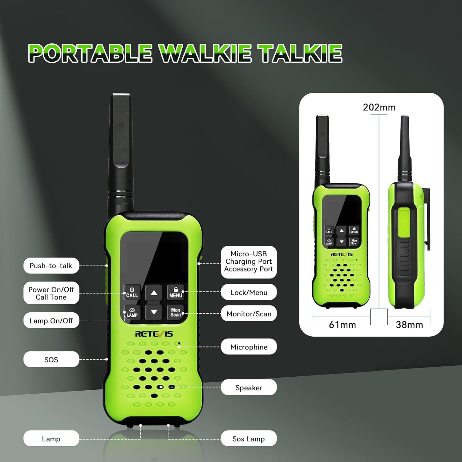 Retevis RT49P Waterproof Two Way Radio, IP67 Waterproof Floating Walkie Talkies, Rechargeable Walkie Talkies for Adults, VOX, NOAA, Flashlight, SOS, for Kayaking, Camping, Skiing 4 Pcs Green