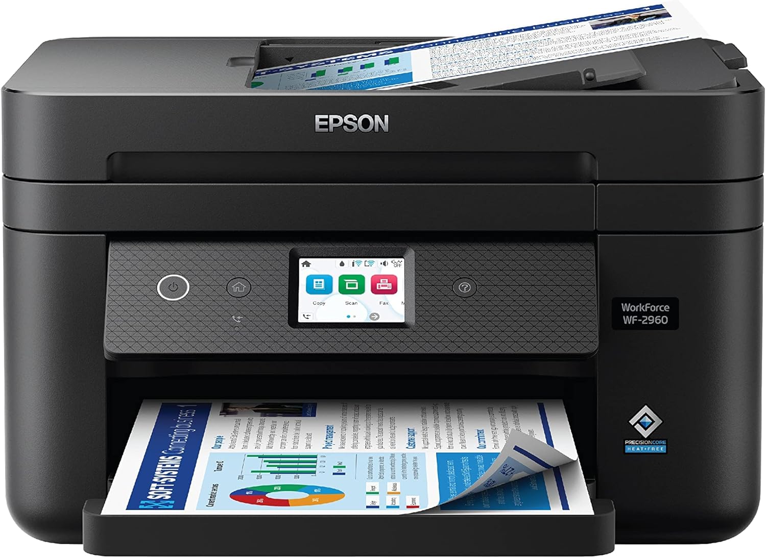 Epson Workforce WF-2960 Wireless All-in-One Printer with Scan, Copy, Fax, Auto Document Feeder, Automatic 2-Sided Printing, 2.4