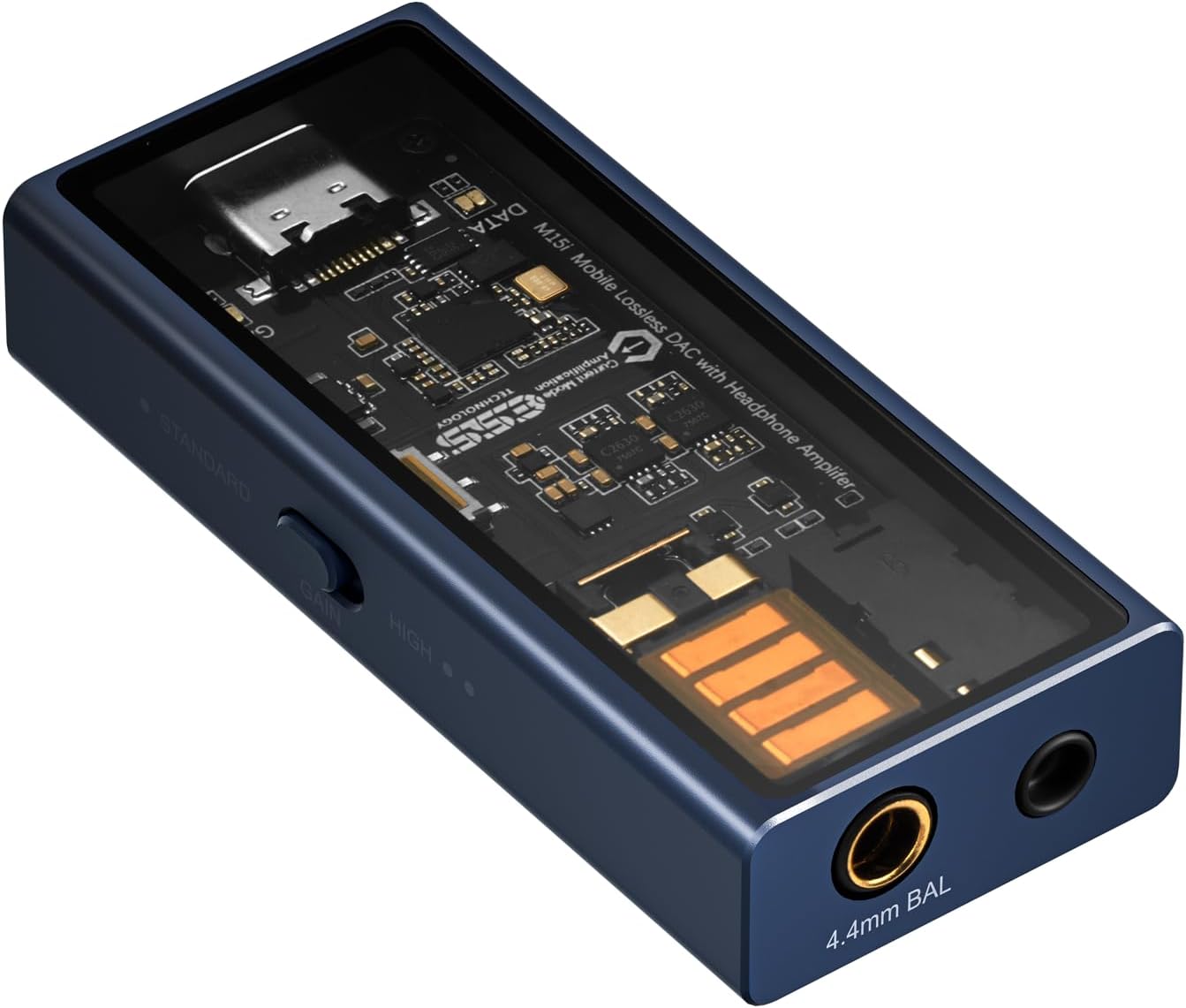 Questyle M15i Blues Blue Headphone Amplifier MFi Certified Jazz/Blues Custom Tuning Portable USB C DAC Amps with 4.4mm/3.5mm Outputs PCM 768kHz/DSD512 Hi-res Lossless Audio Adapter for Phones/PC