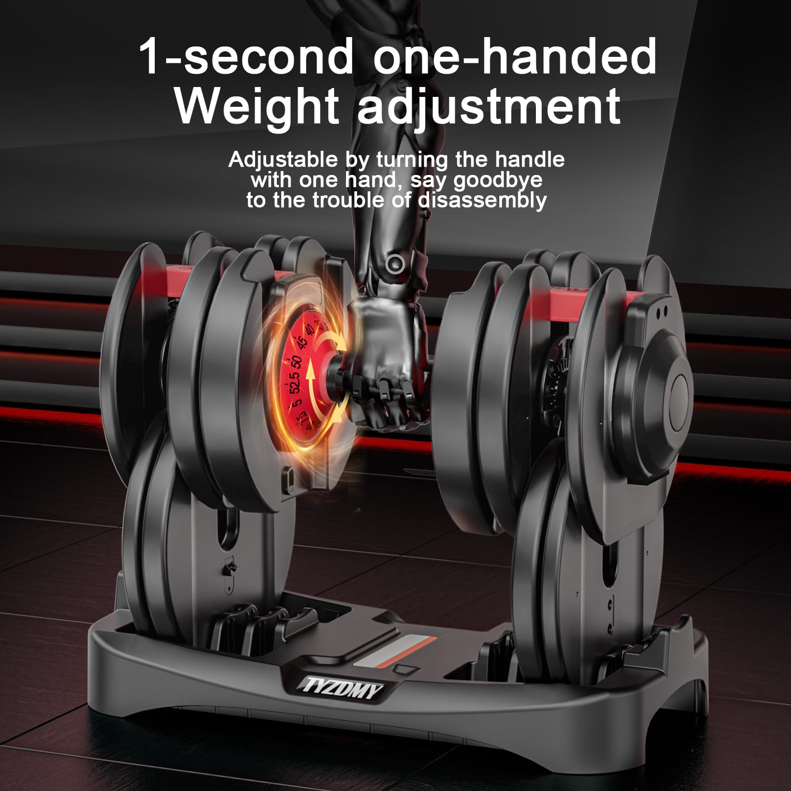 TYZDMY Adjustable Dumbbells Set 52.5 lbs - Free Weights Pair