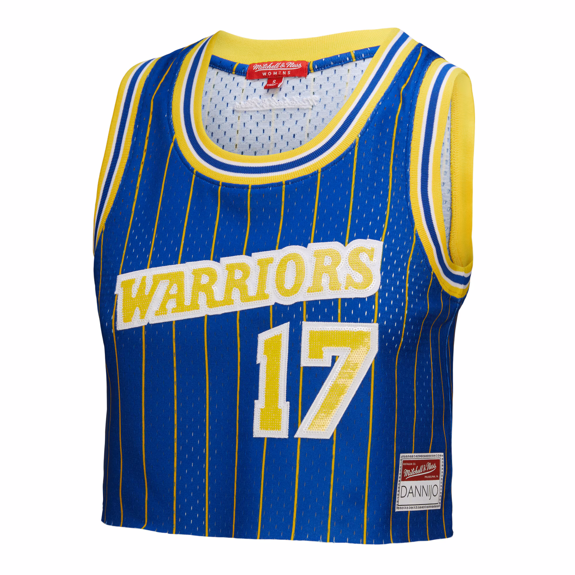 Chris Mullin Golden State Warriors Mitchell & Ness x DANNIJO Women's Fashion Cropped Basketball Jersey - Royal