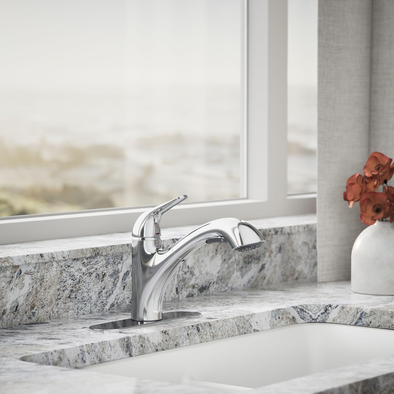 KOHLER 30612-CP Jolt Pull-Out Kitchen Sink Faucet, Two-Function Sprayhead, Touch Control, 1.5 GPM, Sleek Design, Polished Chrome