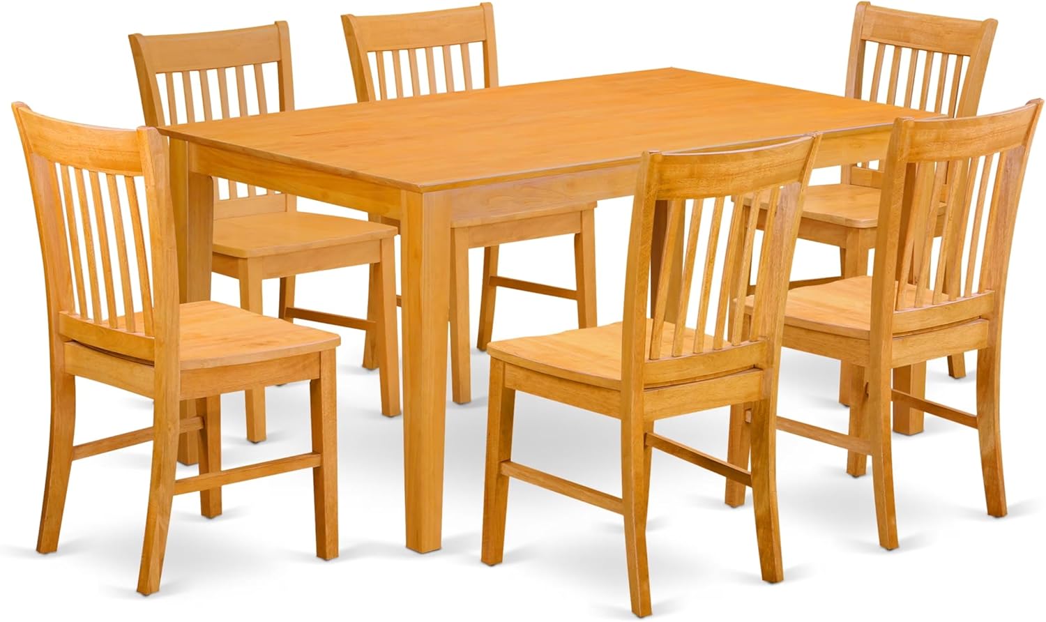 East West Furniture CANO7-OAK-W 7 Piece Dining Table Set Consist of a Rectangle Kitchen Table and 6 Dining Room Chairs, 36x60 Inch, Oak
