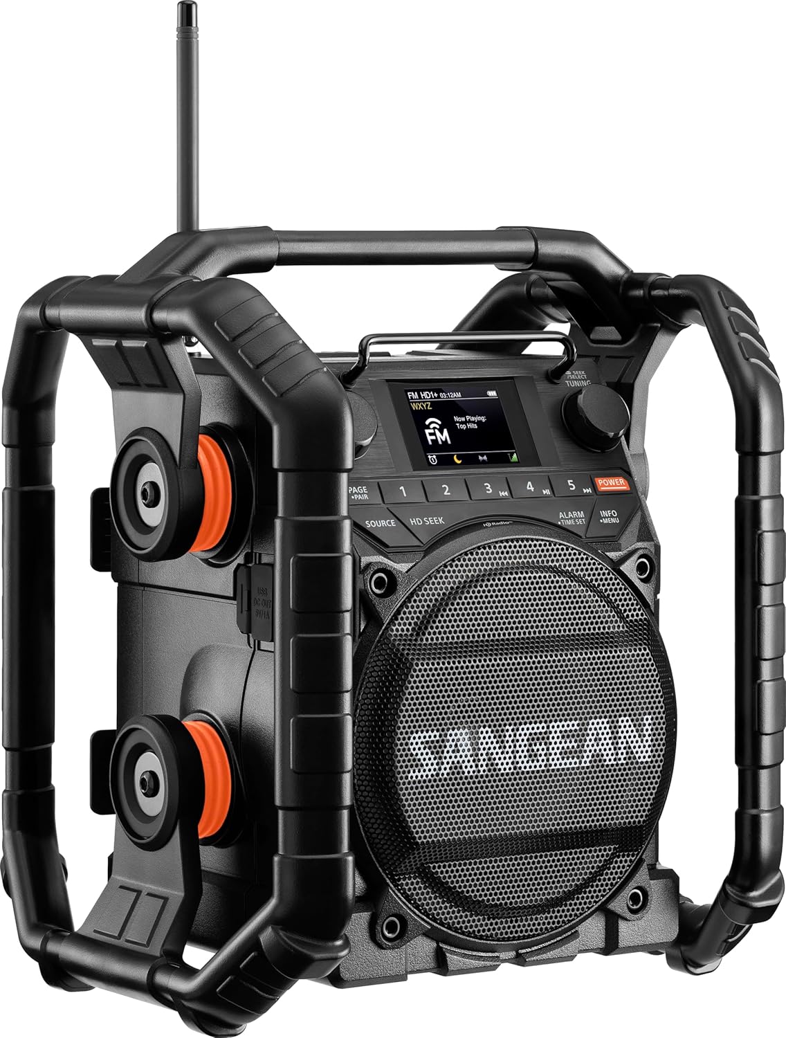 Sangean U7HD Jobsite Radio with Bluetooth, HD Radio, AM/FM, AUX, TWS, Dustproof and Waterproof Design, and Smart Battery Charger