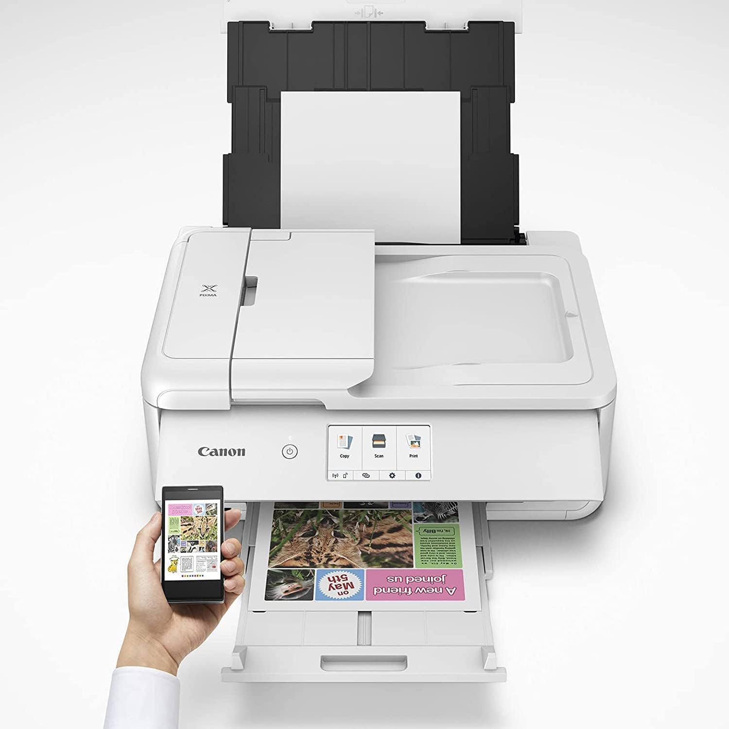 Canon PIXMA TS9521C All-in-One Wireless Crafting Photo Inkjet Printer, White - Print Scan Copy - 4.3