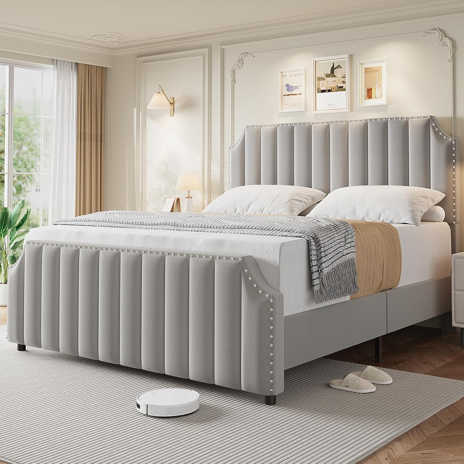 IDEALHOUSE King Size Velvet Bed Frame, 50.2