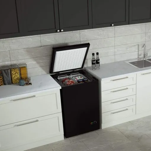 Chest Freezer 3.5 Cu Ft with 2 Removable Baskets Reach In Freezer Chest Quiet Compact Freezer 7 Temperature Settings Black