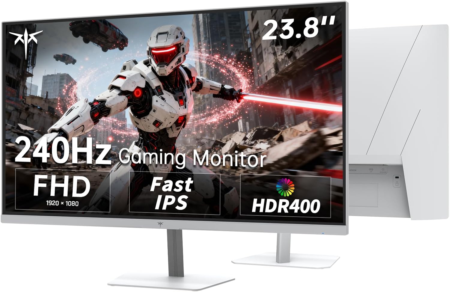 KTC 24 Inch 240Hz Gaming Monitor, FHD 1080p PC Computer Monitor with Fast IPS Panel, 1ms Adaptive Sync, HDR400, 116% sRGB, HDMI/DP/USB2.0 Port, Tilt Adjustment, VESA, Eye Care, White, H24F7
