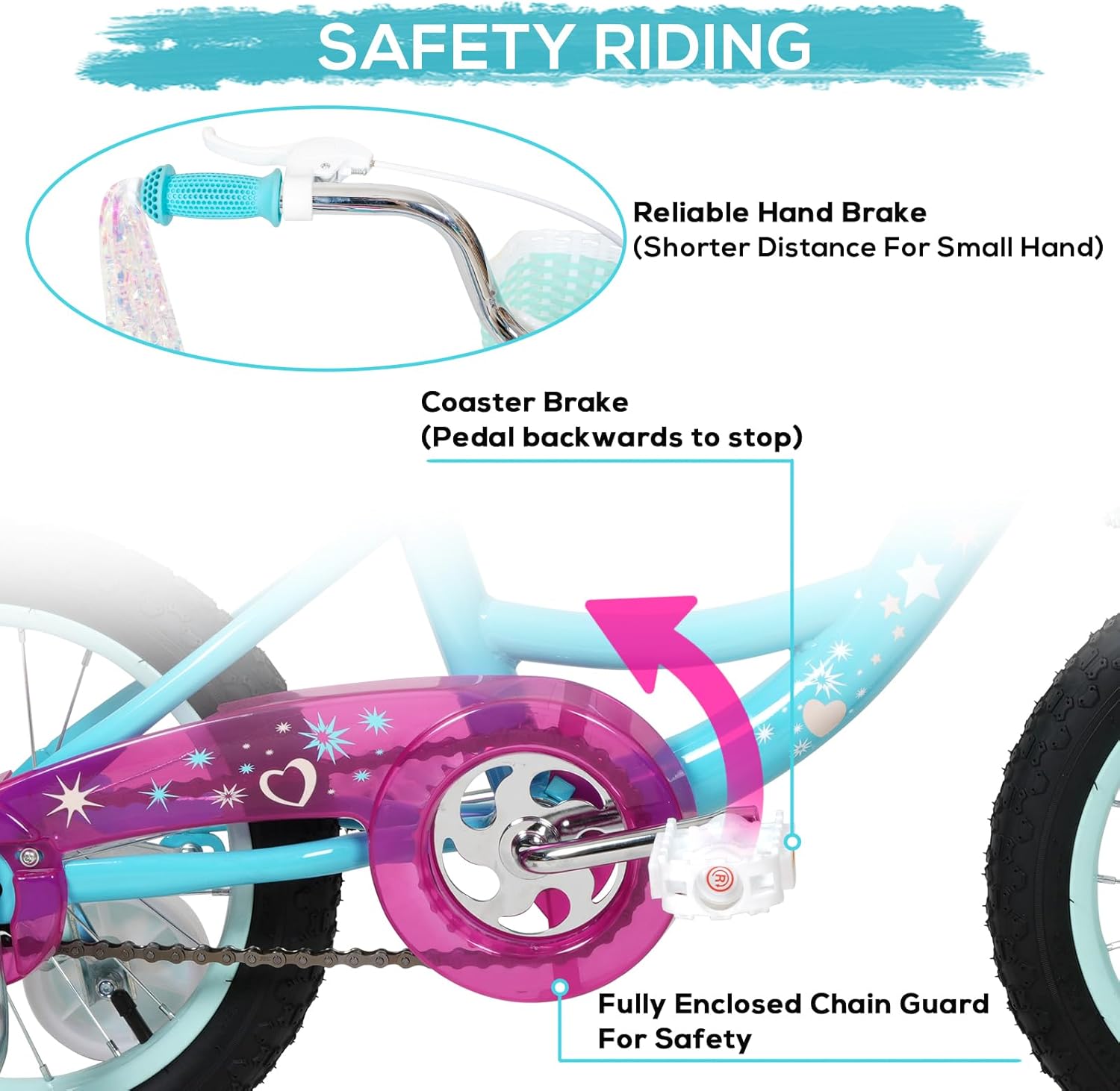 WEIZE Girls Bike for 3-12 Years Old Kids, 14 16 20 Inch Kids Bike with Training Wheels, Streamers, Basket and Doll Seat, Children Bicycles with Coaster Brake, Multiple Colors