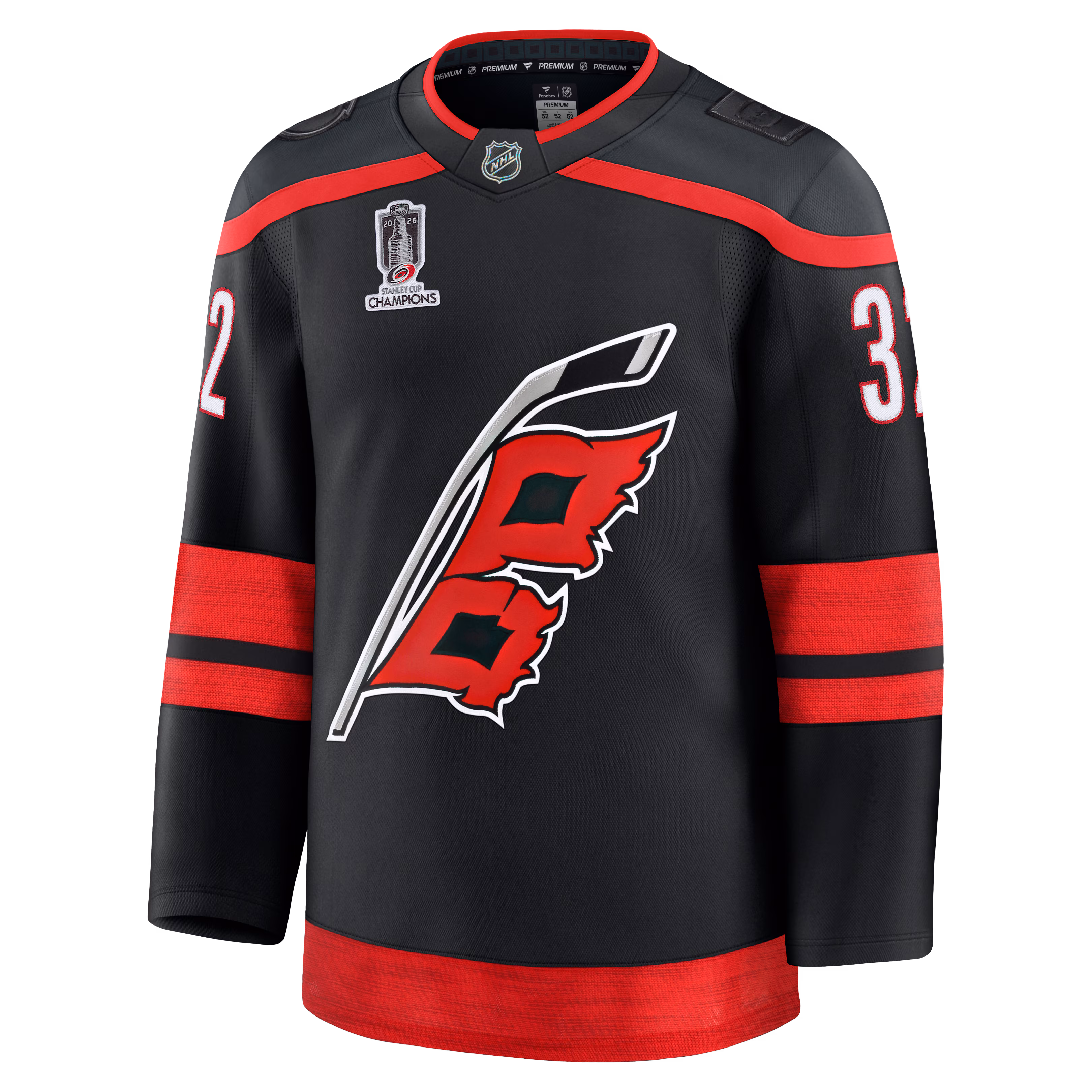 Brandon Bussi Carolina Hurricanes Fanatics 2026 Stanley Cup Champions Patched Premium Jersey - Black