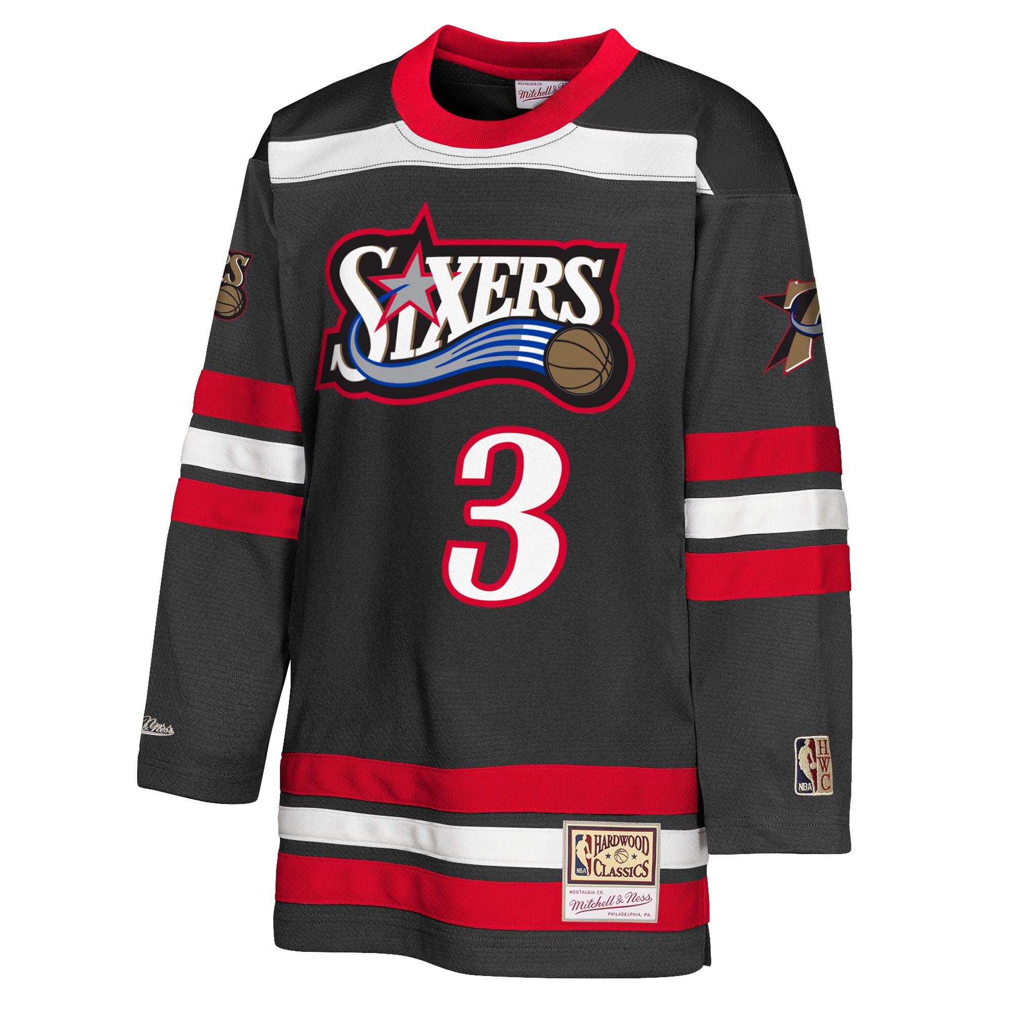Allen Iverson Philadelphia 76ers Mitchell & Ness Youth Maxxed Out 2.0 Fashion Hockey Jersey - Black