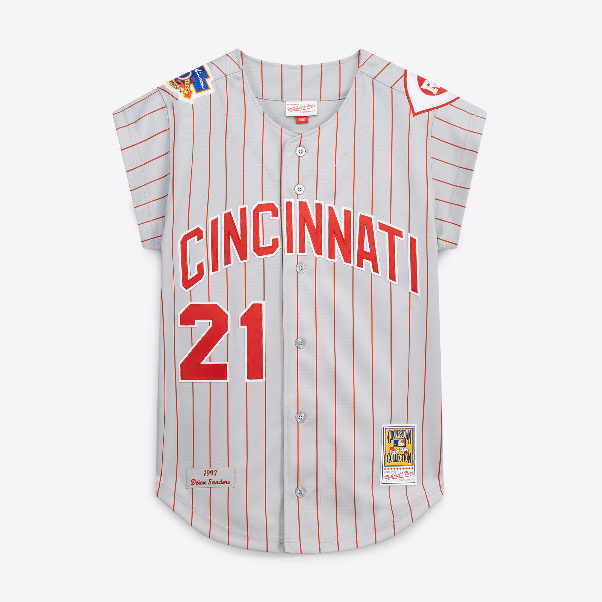 Deion Sanders Cincinnati Reds Mitchell & Ness 1997 Authentic Jersey - Gray