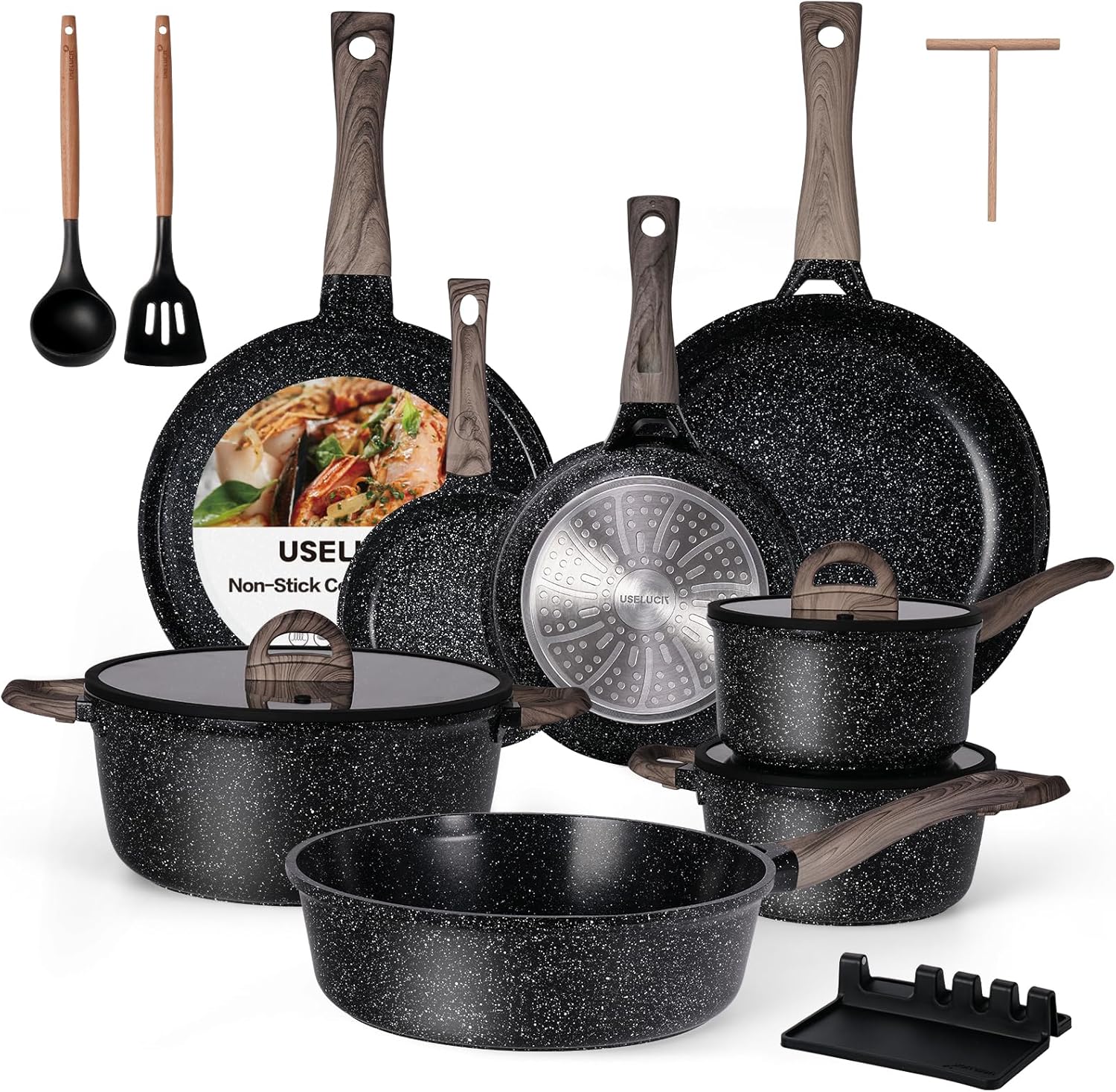 Ceramic Cookware Set 22 Piece Nonstick Pots and Pans Set Non Stick Kitchen Cooking Sets 8