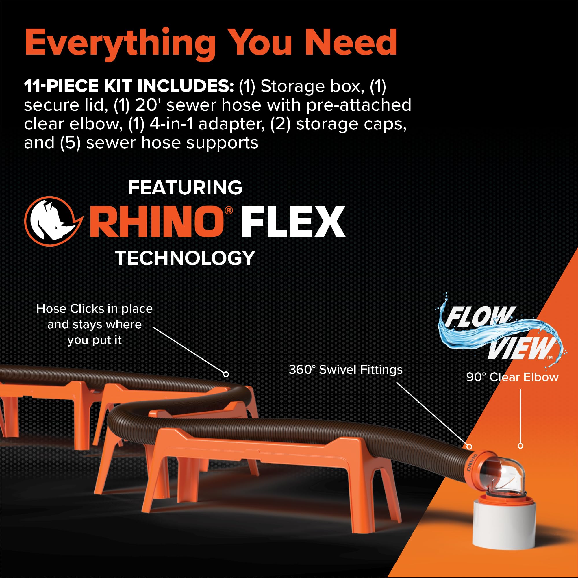 CAMCO Rhino Ultimate 20' RV Sewer Hose Kit - 11 Pieces