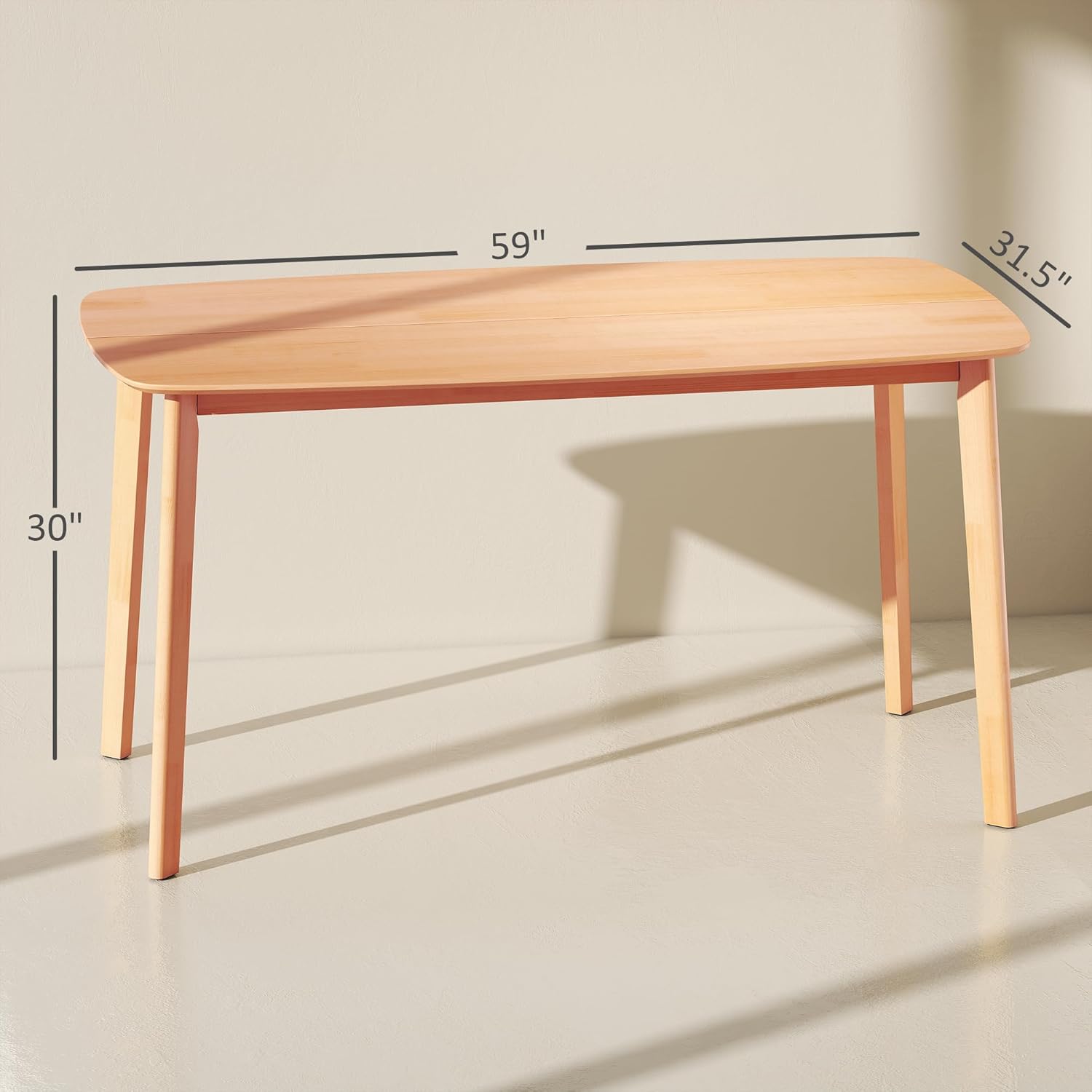 HOMCOM Solid Wood Dining Table for 6 People, 59
