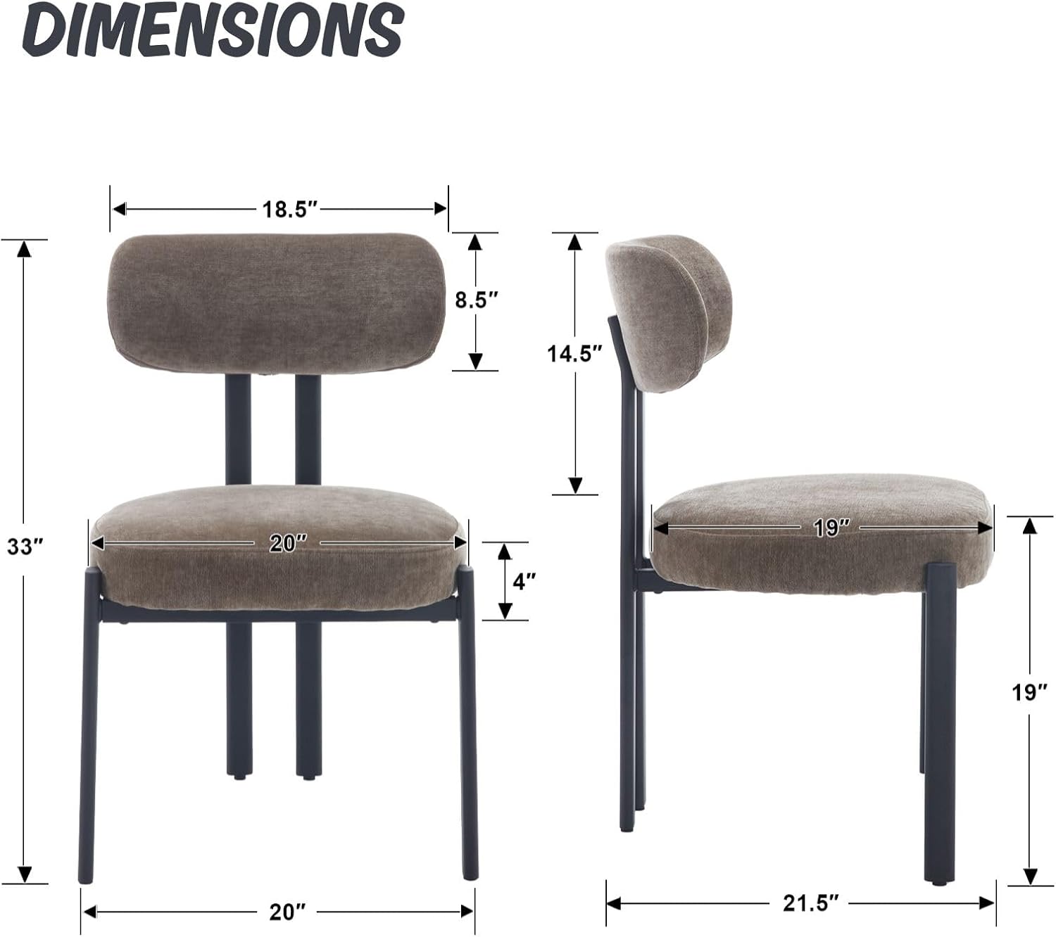LukeAlon Chenille Dining Chairs Set of 6, Modern Upholstered Armless Kitchen Chairs with Black Metal Legs Curved Back Dining Room Chairs Reception Chair for Living Room Office, Green