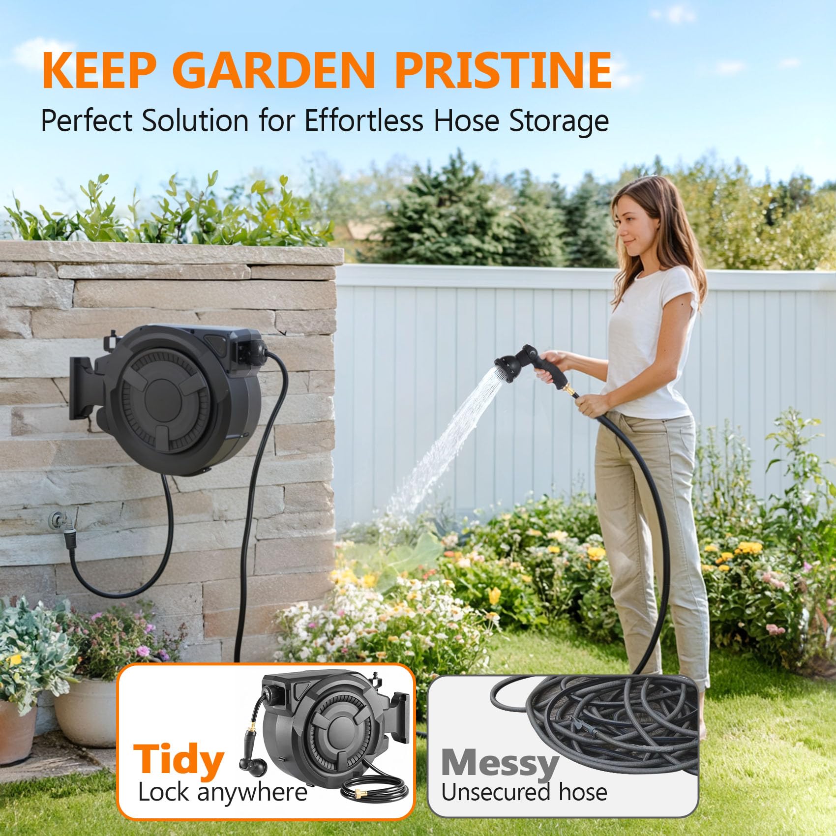 WIKIWIKI Retractable Garden Hose Reel 1/2