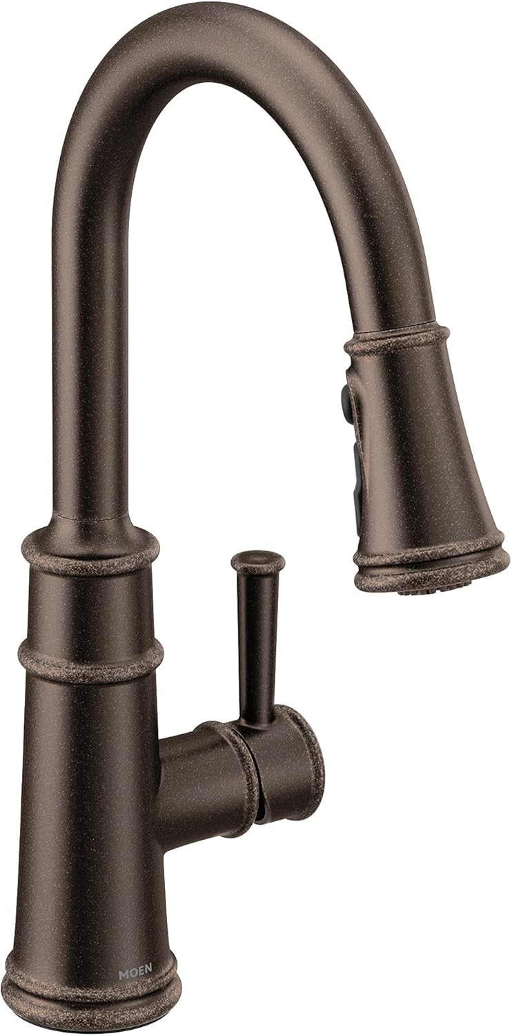 Moen Belfield Oil Rubbed Bronze Pulldown Kitchen Faucet with Power Boost and Reflex, Traditional Kitchen Faucet, One-Handle Easy Installation, 7260ORB