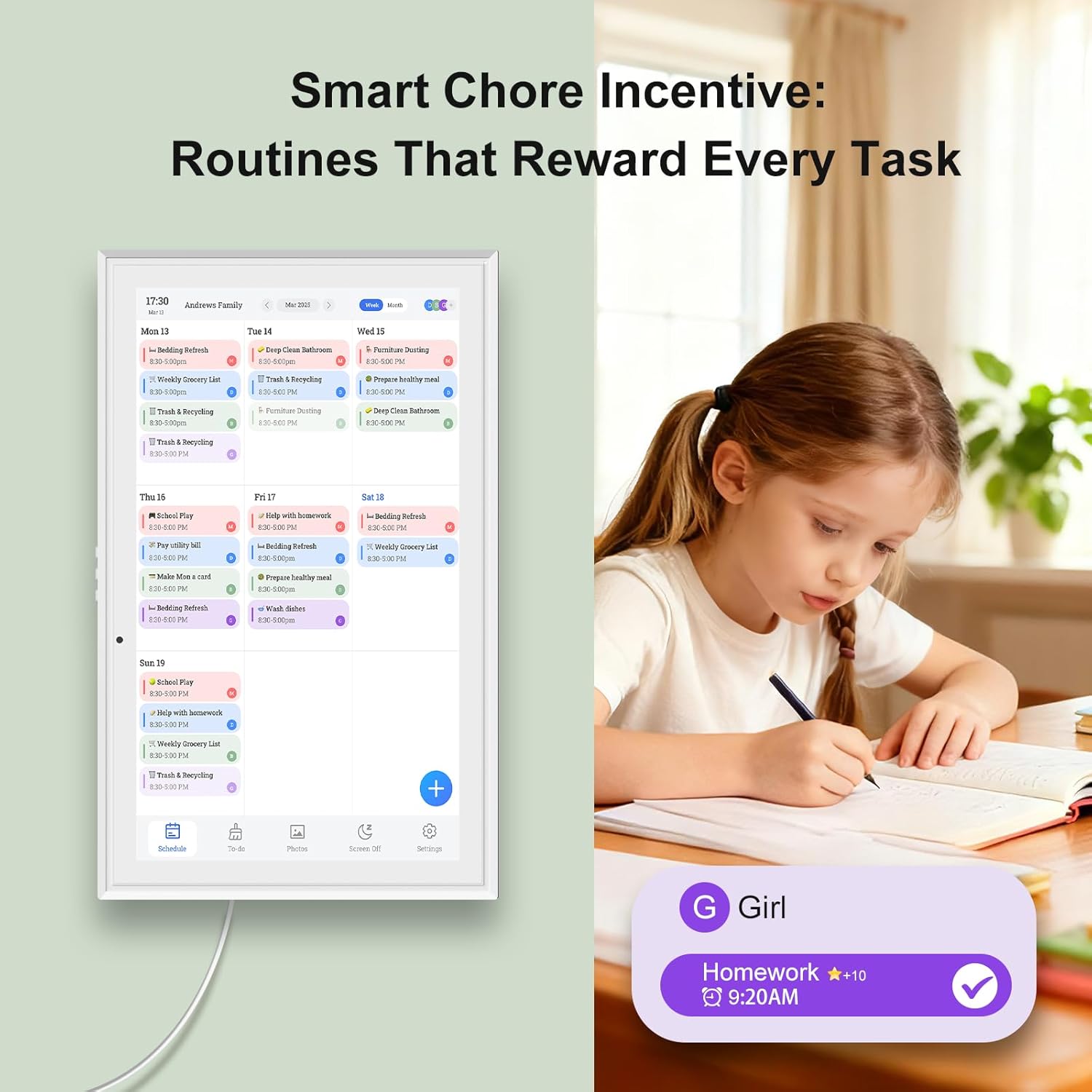 15.6 Inch Smart Digital Calendar with FREE APP for Fridge & Wall Touch Screen, Magnetic Refrigerator Mount, Electronic Planner for Office Desk, Auto Sync Schedules, Family Chore Chart, White