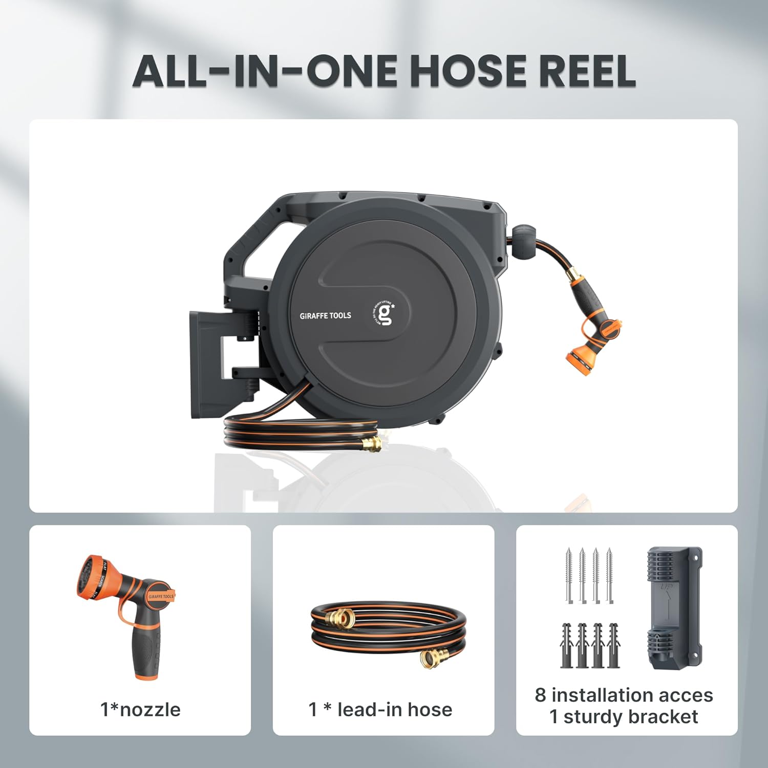 Giraffe Tools AW30 Garden Hose Reel Retractable 1/2