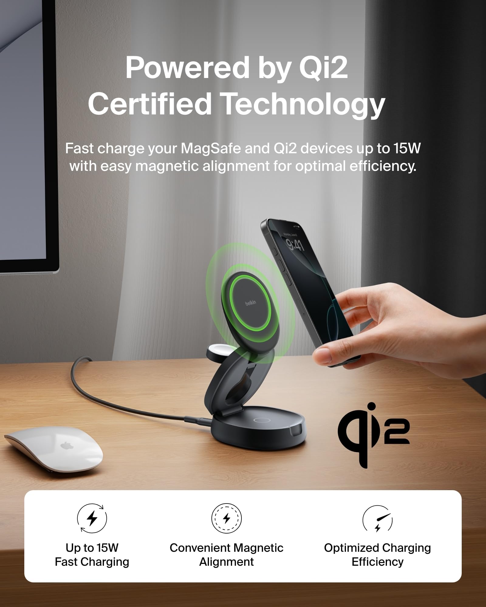 BELKIN MagSafe 3-in-1 Wireless Charging Station - Black