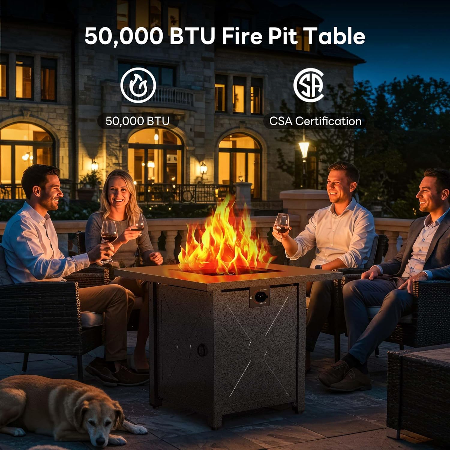 Electactic 28 Inch Propane Fire Pit, 3-in-1 Multi-Use Outdoor Fire Pit Table, 50,000 BTU Steel Gas Fire Pit with Lid & Lava Rock, Add Warmth and Ambience for Patio Deck Garden, Outdoor Gatherings