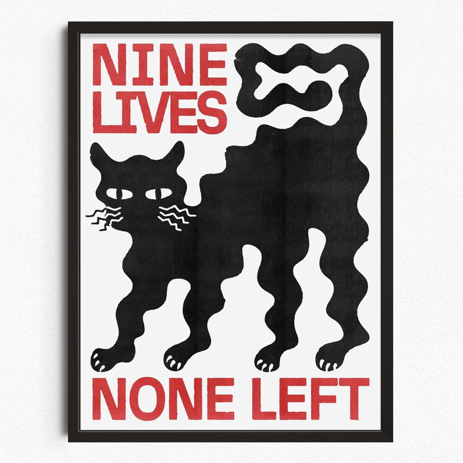 DROOL Wall Art Print, Contemporary Poster for Home Decor, Office, Bedroom or Living Room, Modern Illustration Artwork, Gallery Wall Decor, Graphic Design Print, Black Frame, Nine Lives, A3 Size
