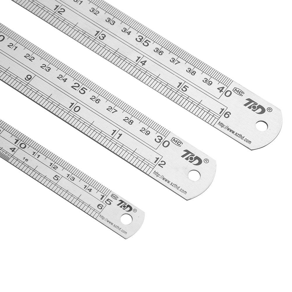 ZZTX Metal Straight Edge Ruler Stainless Steel Ruler 6 Inch 12 Inch 16 Inch Ruler Set Rulers Bulk Set of 3