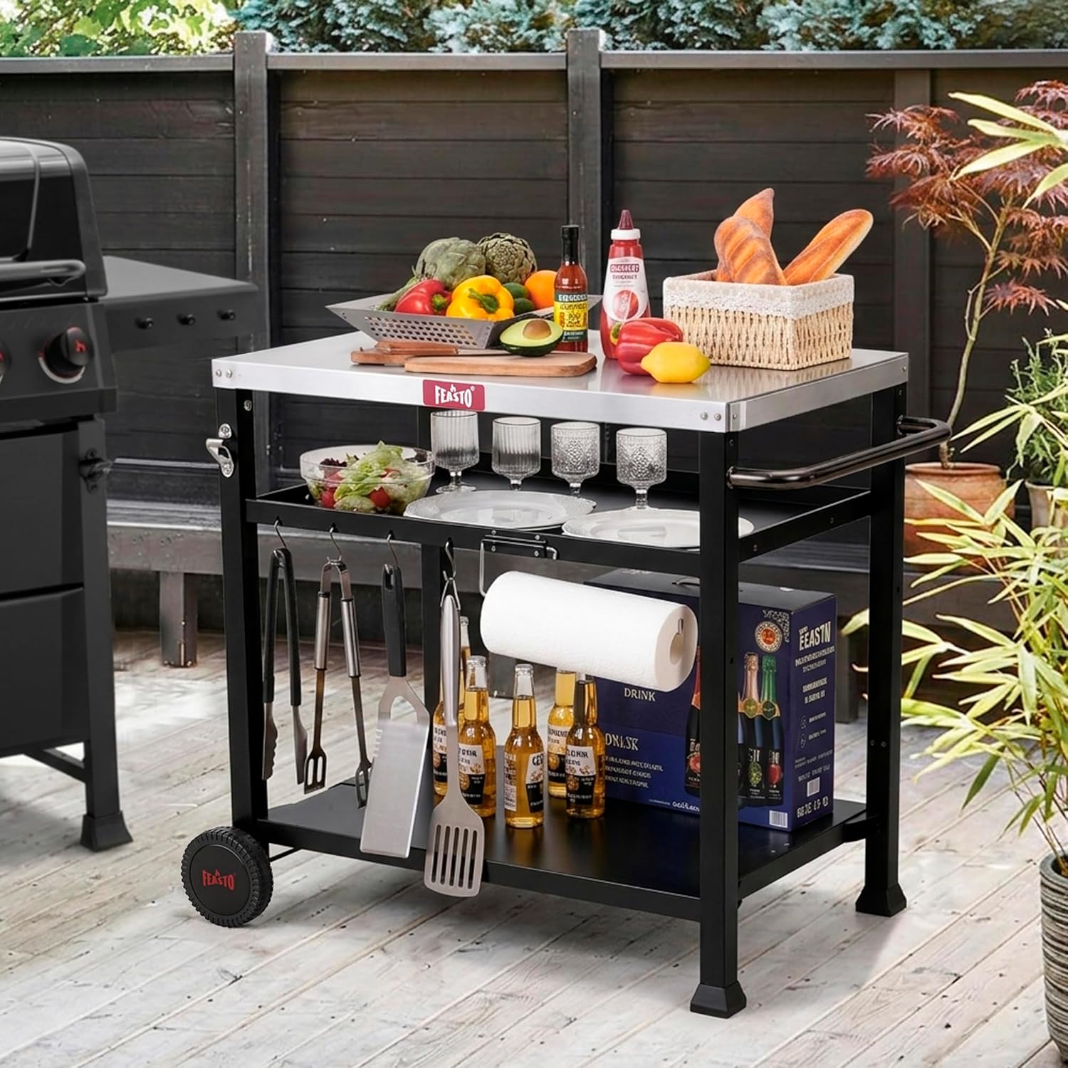Feasto 3-Shelf Pizza Oven Table with 33.5