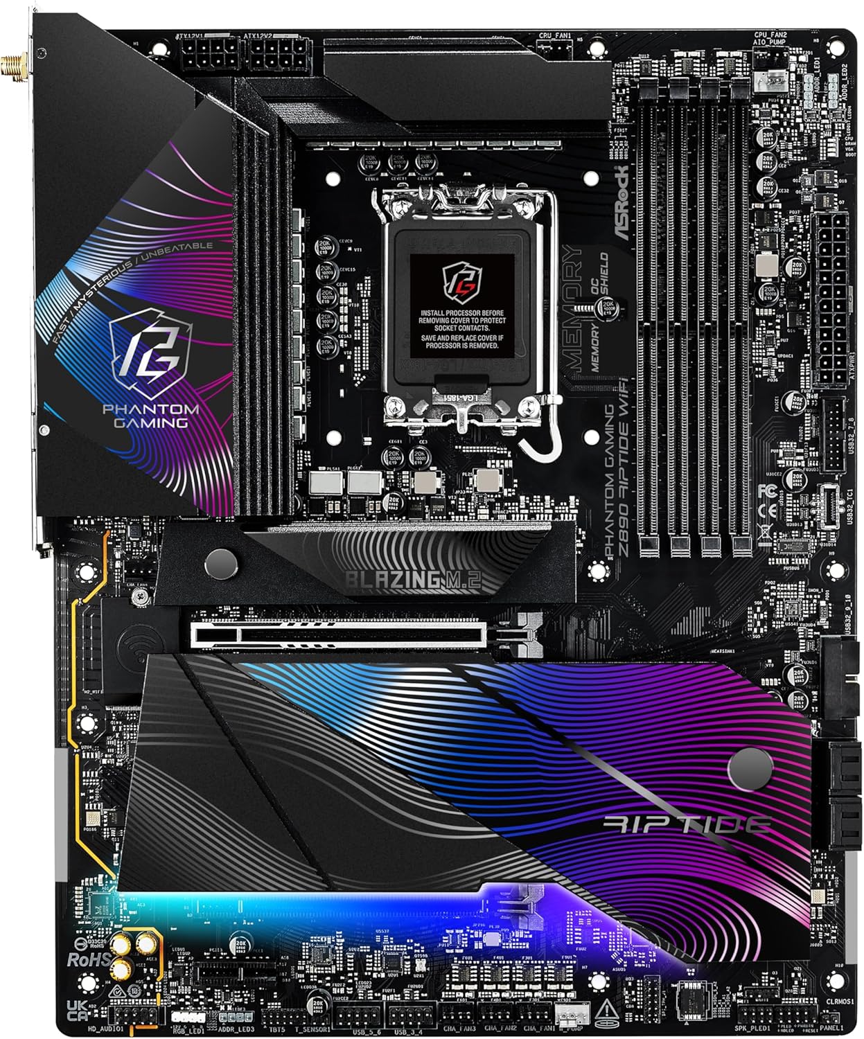 ASRock Intel Core Ultra Phantom Gaming Z890 Riptide WiFi 7 ATX Motherboard DDR5 9066 MHz 256 GB LGA1851 RL-ILM M.2 PCIe 5.0