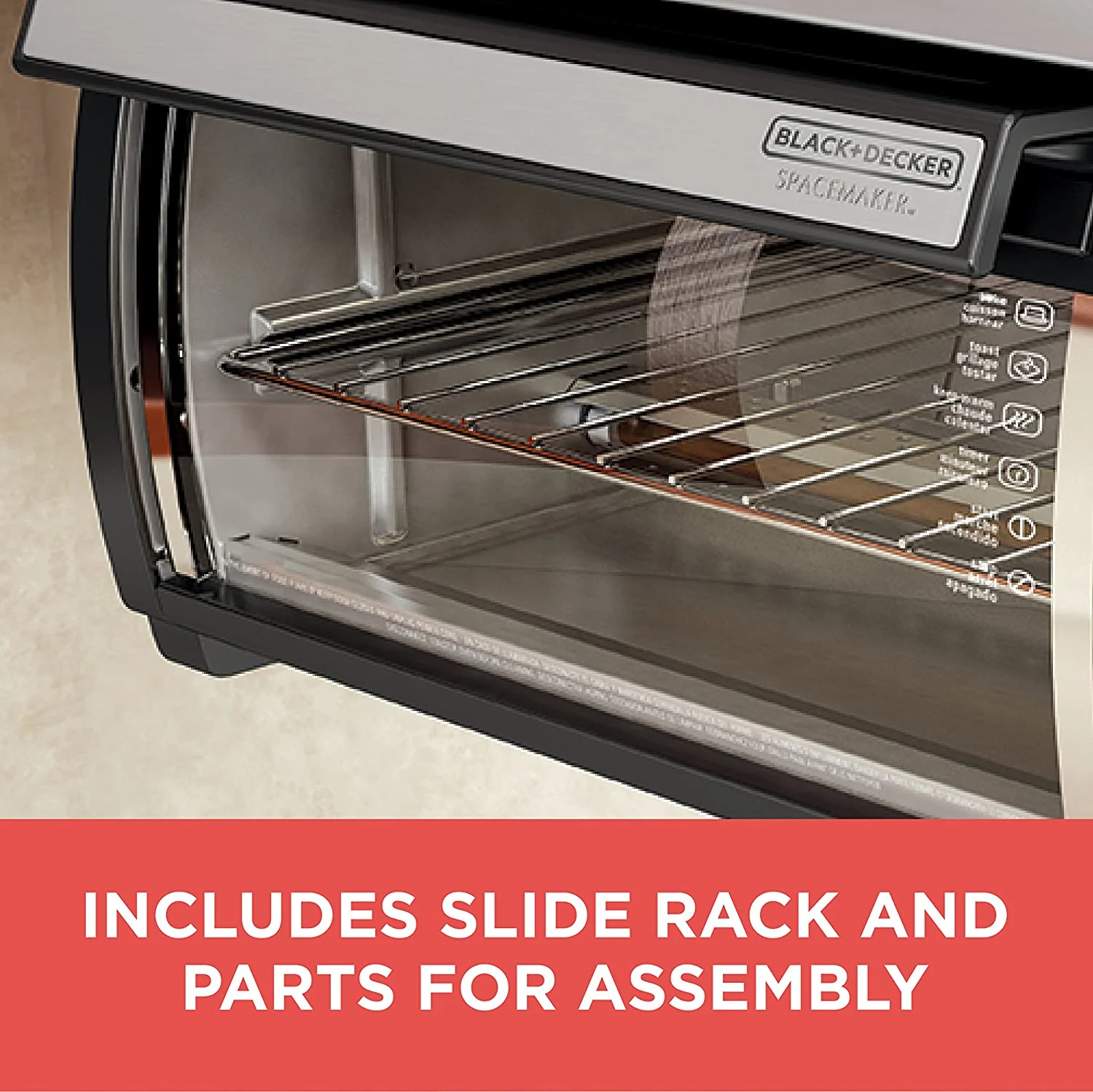 BLACK+DECKER SpaceMaker Under-Counter Toaster Oven, Digital Controls, Black/Stainless Steel, Fits 9锟芥�锟斤拷 Pizza, TROS1000D