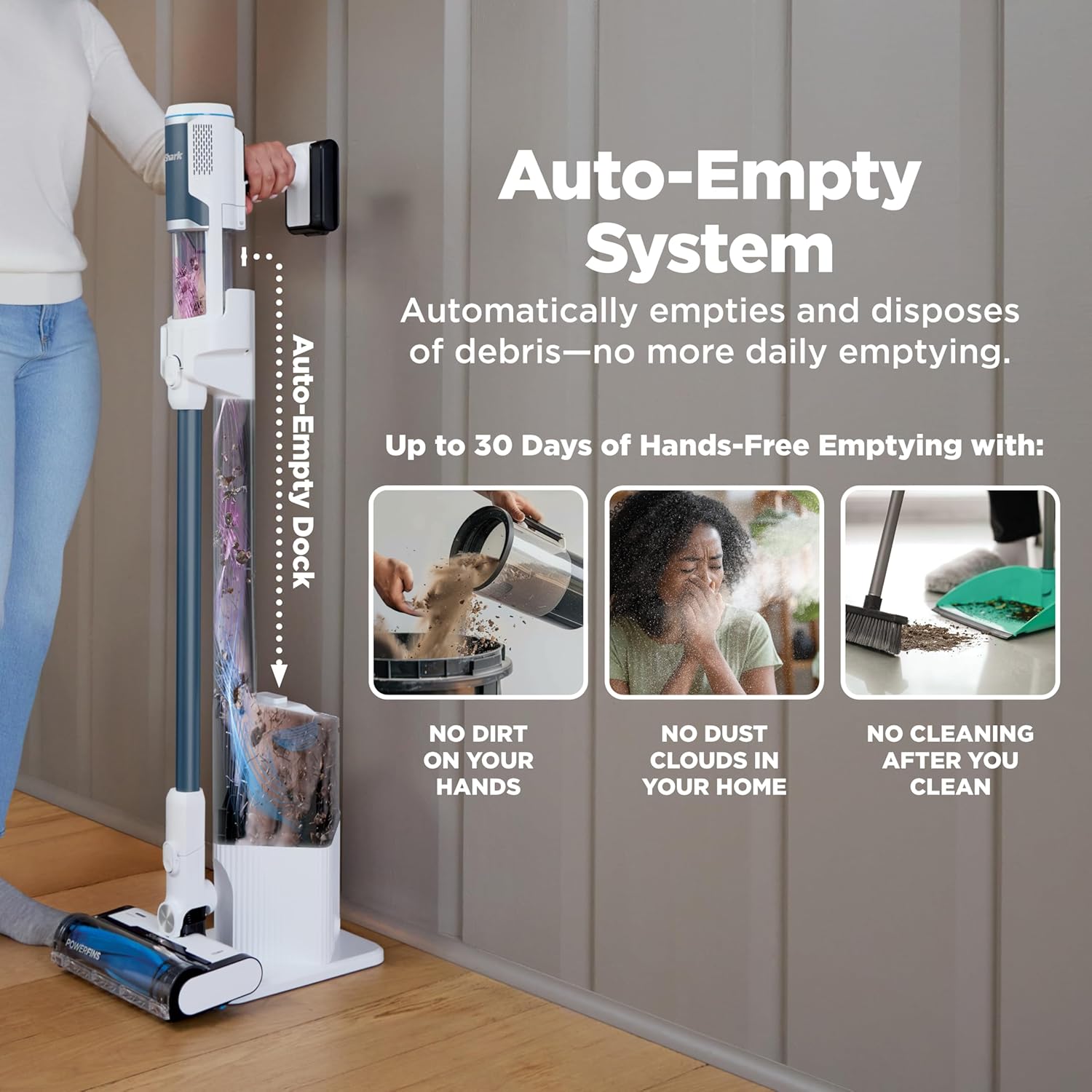 Shark Clean & Empty Cordless Stick Vacuum – Lightweight Cordless Vacuum with Auto-Empty System, HEPA Filter, Portable, Rechargeable, Exclusive Motorized Hand Tool for Pet Hair, BU3523