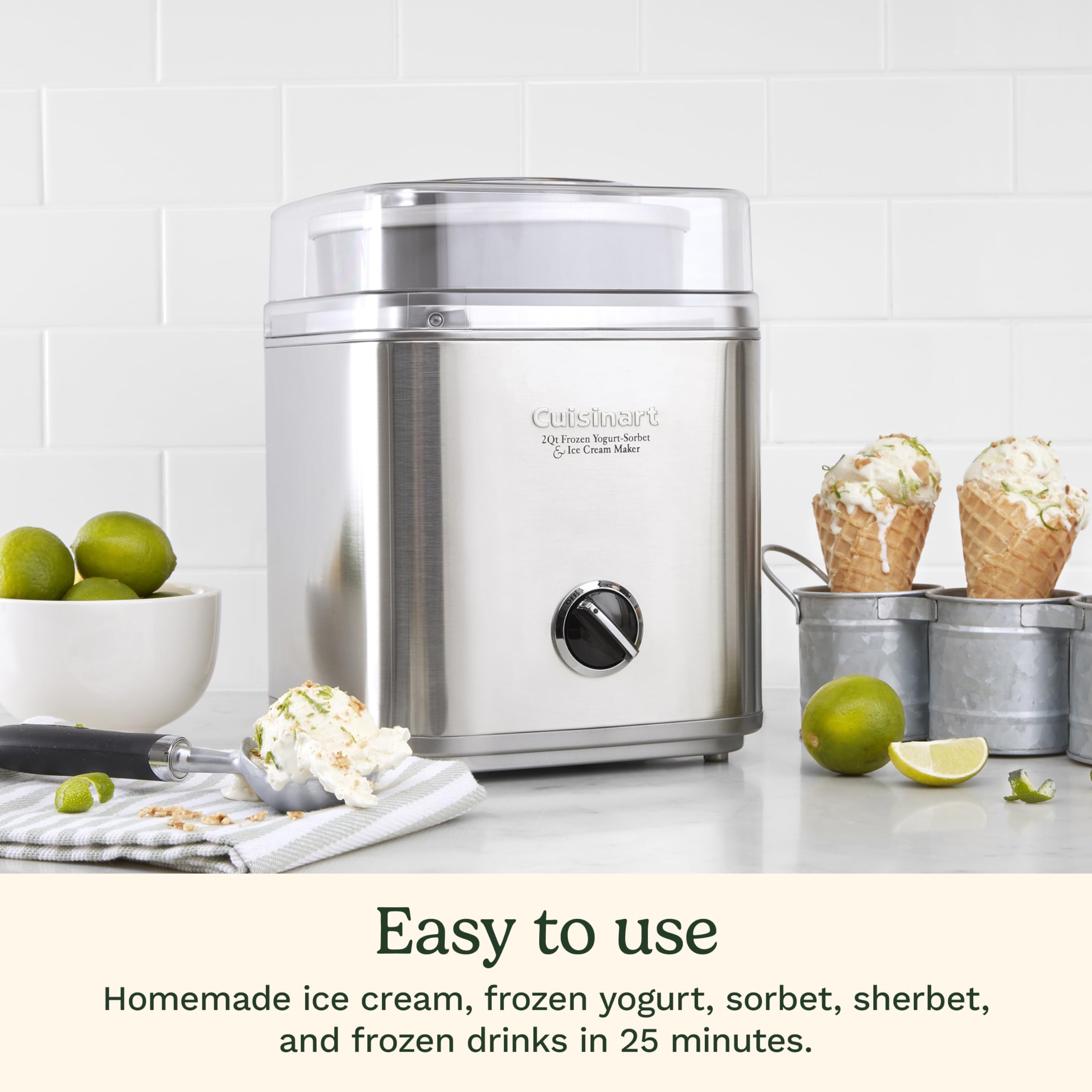 CUISINART Ice Cream Maker Machine - 2-Quart Frozen Dessert Maker