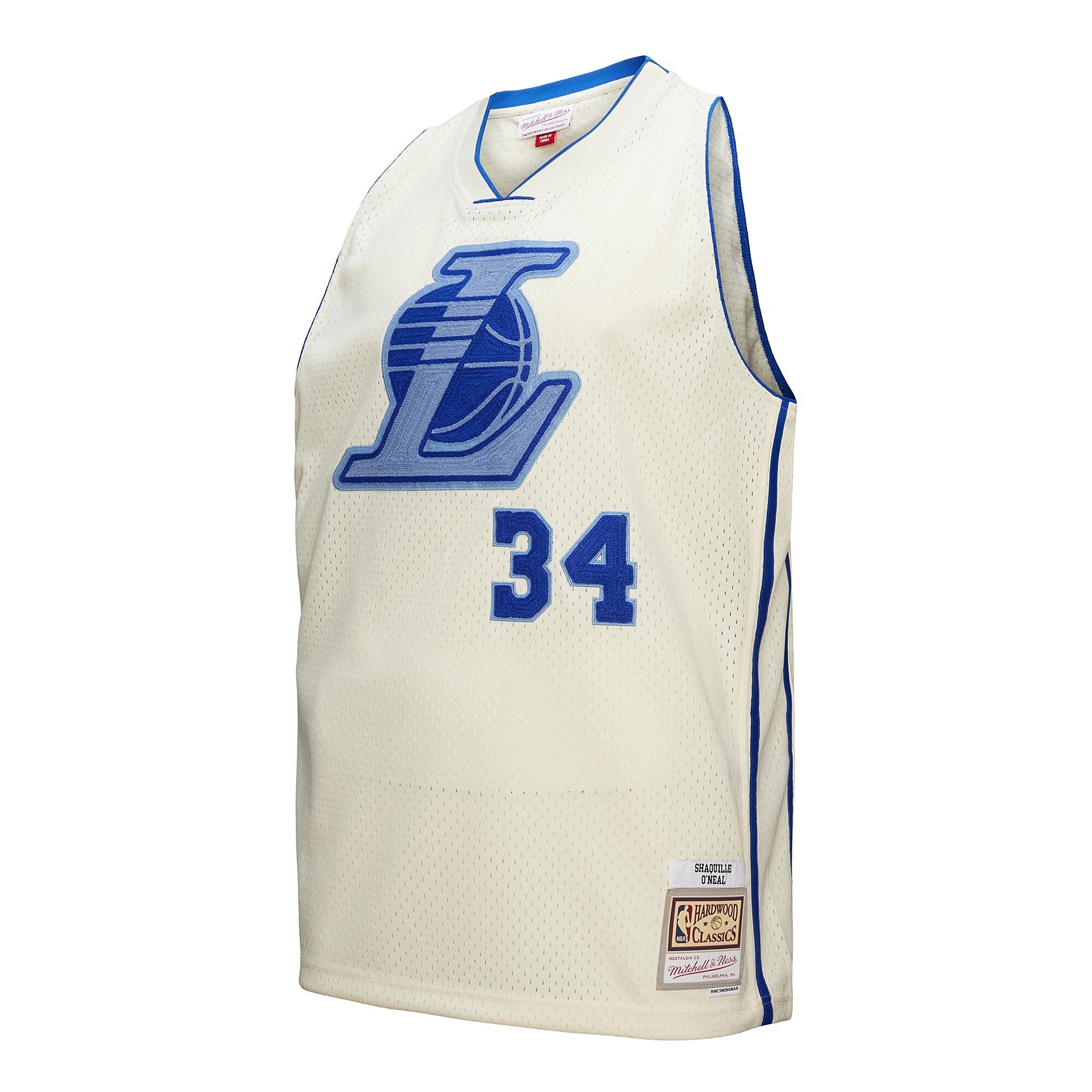 Shaquille O'Neal Los Angeles Lakers Mitchell & Ness Chainstitch Swingman Jersey - Cream