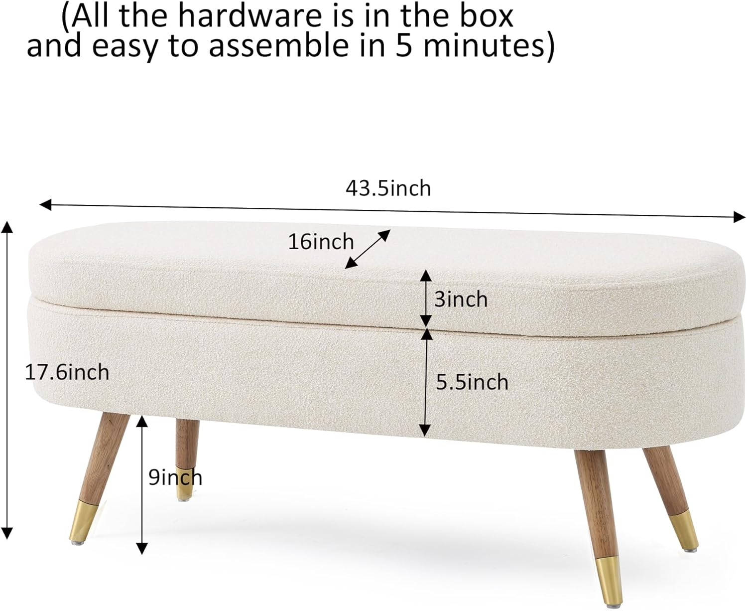 IAFIKE Oval Storage Bench 43.5
