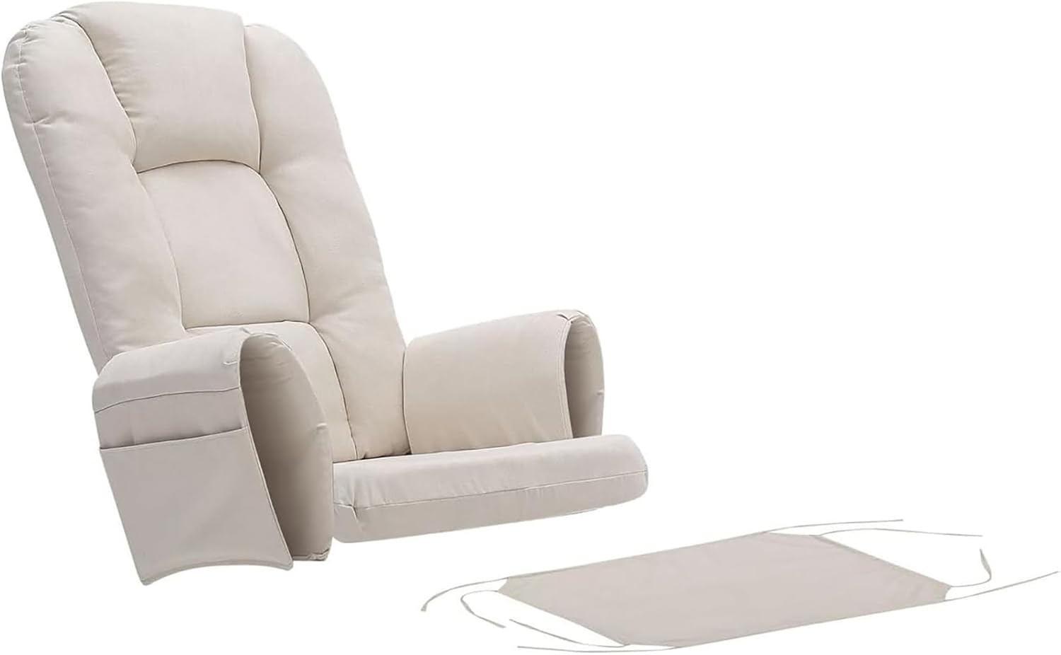 5pcs Velvet Glider Rocker Cushions Set, Glider Rocker Replacement Cushions with Ottoman Cushion Storage Pocket for Indoor Nursery Glider Rocking Chair