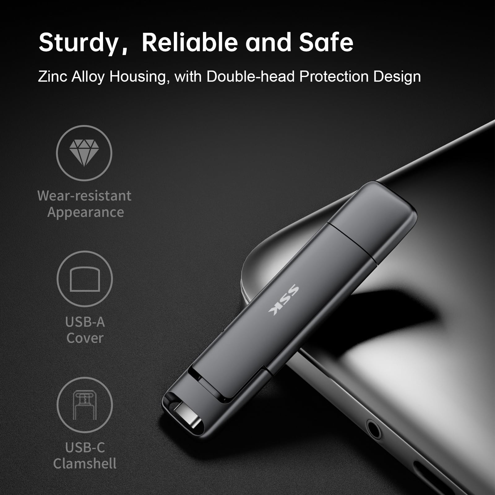 SSK 1TB USB Drive External SSD 550MB/s Dual-Drive